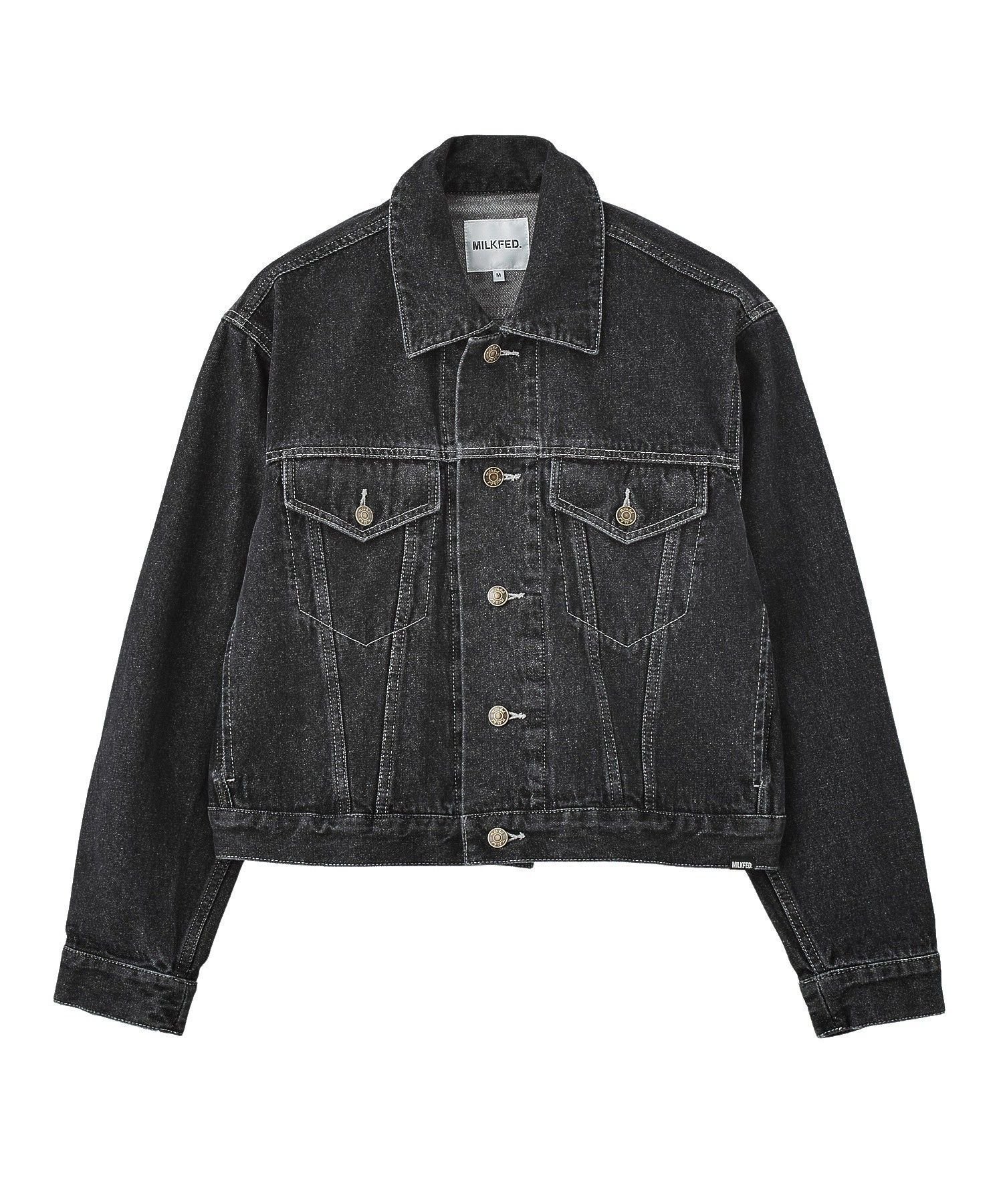 【ミルクフェド/MILKFED.】のDENIM JACKET インテリア・キッズ・メンズ・レディースファッション・服の通販 founy(ファウニー) 　ファッション　Fashion　レディースファッション　Fashion for Women　アウター　Coat / Outerwear Collection　レディースジャケット・軽アウター　Jackets　インナー　Innerwear　ジャケット　Jacket, Outerwear　スウェット / スエット　Sweatshirt, Sweatwear　セットアップ　Set-Up, Coordinated Outfit　デニム　Denim, Jeans Material　プリーツ　Pleats, Pleated　ベーシック　Basic, Essential　リラックス　Relax, Relaxed Fit　ルーズ　Loose, Oversized　おすすめ　Recommended / Our Picks　BLACK|ID: prp329100004983154 ipo3291000000037330533