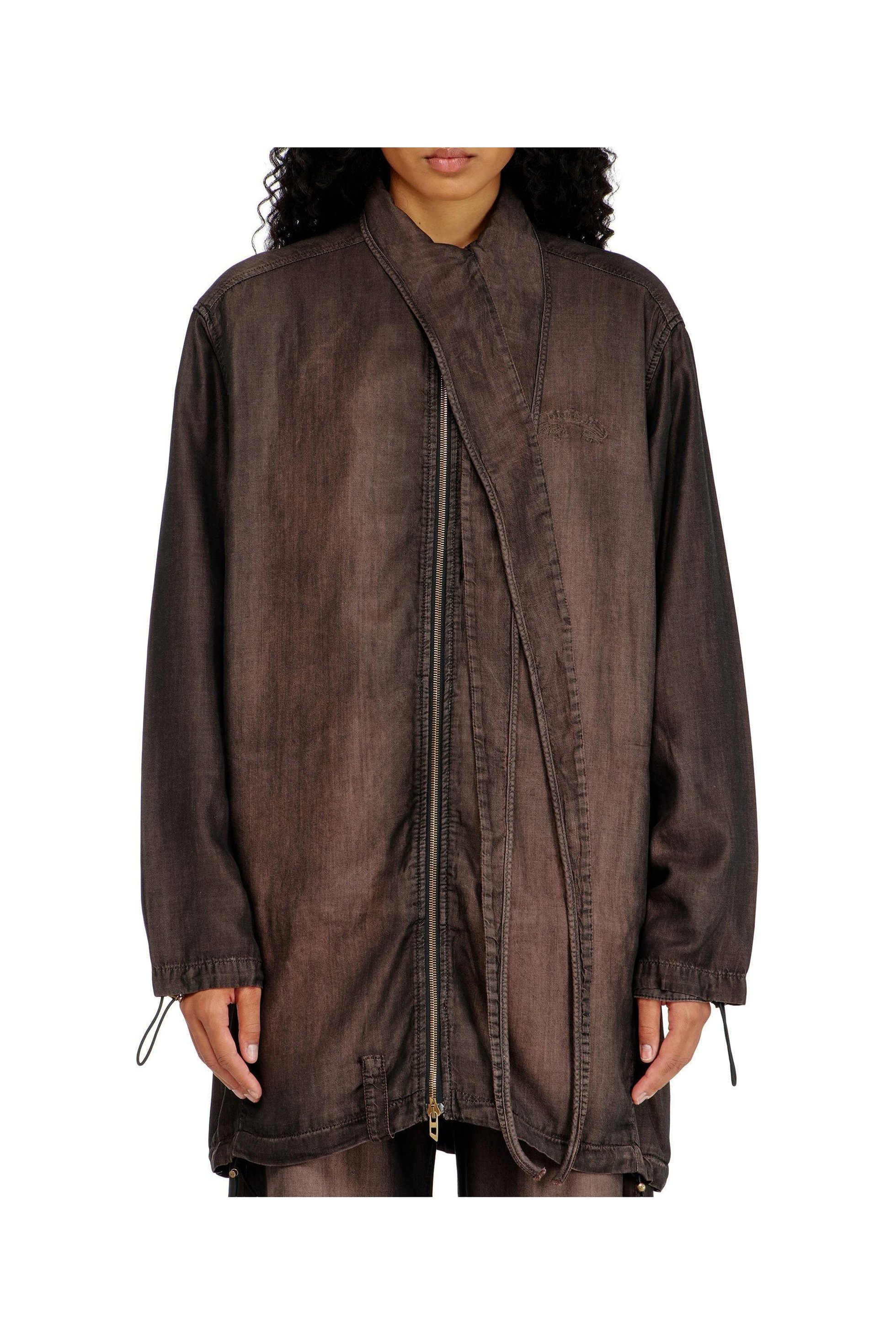 【ディーゼル/DIESEL】のウィメンズ デニムジャケット DE-TROIT-S インテリア・キッズ・メンズ・レディースファッション・服の通販 founy(ファウニー) 　ファッション　Fashion　レディースファッション　Fashion for Women　アウター　Coat / Outerwear Collection　レディースジャケット・軽アウター　Jackets　デニムジャケット / カジュアルアウター　Denim Jackets　グラデーション　Gradient, Ombre　コーティング　Coating, Coated Finish　ジャケット　Jacket, Outerwear　デニム　Denim, Jeans Material　ドローストリング　Drawstring, Pull Cord　ブリーチ　Bleach, Washed Finish　ブラック|ID: prp329100004983157 ipo3291000000037330540
