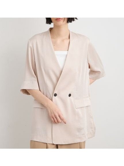 【ミースロエ/MIESROHE】のヴィンテージサテンハーフスリーブジャケット インテリア・キッズ・メンズ・レディースファッション・服の通販 founy(ファウニー) 　ファッション　Fashion　レディースファッション　Fashion for Women　アウター　Coat / Outerwear Collection　レディースジャケット・軽アウター　Jackets　おすすめ　Recommended / Our Picks　とろみ　Fluid, Flowy Fabric　サテン　Satin, Glossy Fabric　スマート　Smart, Elegant　デニム　Denim, Jeans Material　エレガント 上品　Elegant　IVR[003]|ID: prp329100004983179 ipo3291000000037330633