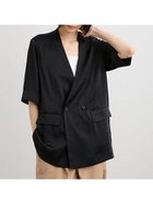 【ミースロエ/MIESROHE】のヴィンテージサテンハーフスリーブジャケット 大人の最旬トレンドファッション＆コーディネート founy(ファウニー) ファッション Fashion レディースファッション Fashion for Women アウター Coat / Outerwear Collection レディースジャケット・軽アウター Jackets おすすめ Recommended / Our Picks とろみ Fluid, Flowy Fabric サテン Satin, Glossy Fabric スマート Smart, Elegant デニム Denim, Jeans Material エレガント 上品 Elegant thumbnail BLK[009]|ID: prp329100004983179 ipo3291000000037330634