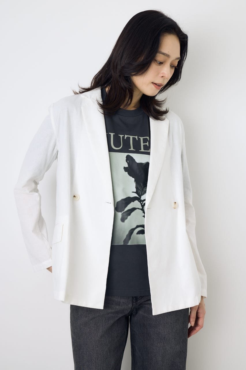 【アズール バイ マウジー/AZUL by moussy】のフレンチリネンCOOLMAXテーラードジャケット 大人の最旬トレンドファッション＆コーディネート founy(ファウニー) 　ファッション　Fashion　レディースファッション　Fashion for Women　アウター　Coat / Outerwear Collection　レディースジャケット・軽アウター　Jackets　テーラードジャケット / 通勤・きれいめスタイル　Tailored Jackets & Blazers　春　Spring　カットソー　Cut and Sewn Top　セットアップ　Set-Up, Coordinated Outfit　デニム　Denim, Jeans Material　フレンチ　French, French Style　ベーシック　Basic, Essential　リネン　Linen, Linen Fabric　ワイド　Wide, Wide Fit　S/S・春夏　SS, Spring/Summer, Warm Season　おすすめ　Recommended / Our Picks　夏　Summer　エレガント 上品　Elegant　ビジネス 仕事 通勤　Business / Work / Commuting　 other-1|ID: prp329100004983181 ipo3291000000037330642