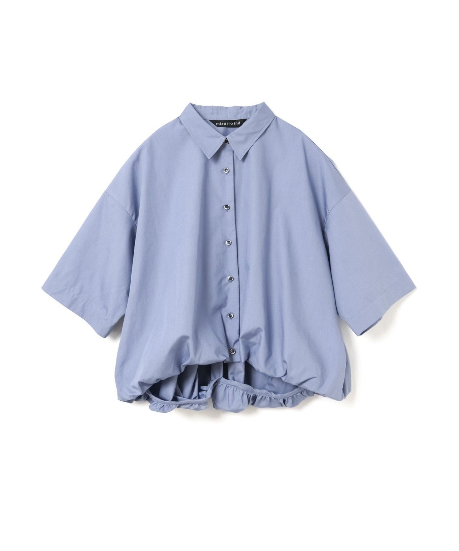 【マーコート/MARcourt】のmizuiro ind ハーフスリーブバルーンシャツ インテリア・キッズ・メンズ・レディースファッション・服の通販 founy(ファウニー) 　ファッション　Fashion　レディースファッション　Fashion for Women　トップス・カットソー　Cut & Sew Tops　シャツ・ブラウス・オフィスカジュアル　Elegant Blouses & Button-Ups　ギンガム　Gingham, Gingham Fabric　シンプル　Simple, Minimal　ストライプ　Stripe, Striped Pattern　チェック　Check, Plaid, Tartan　バランス　Balance, Style Balance　バルーン　Balloon, Balloon Silhouette　ベーシック　Basic, Essential　ボトム　Bottoms, Lower Wear　ポケット　Pocket, Pocket Detail　レギュラー　Regular, Standard Fit　人気　Popular, Best Seller　今季　This Season, Current Season　無地　Plain, Solid Color　スモークブルー|ID: prp329100004983191 ipo3291000000037330716