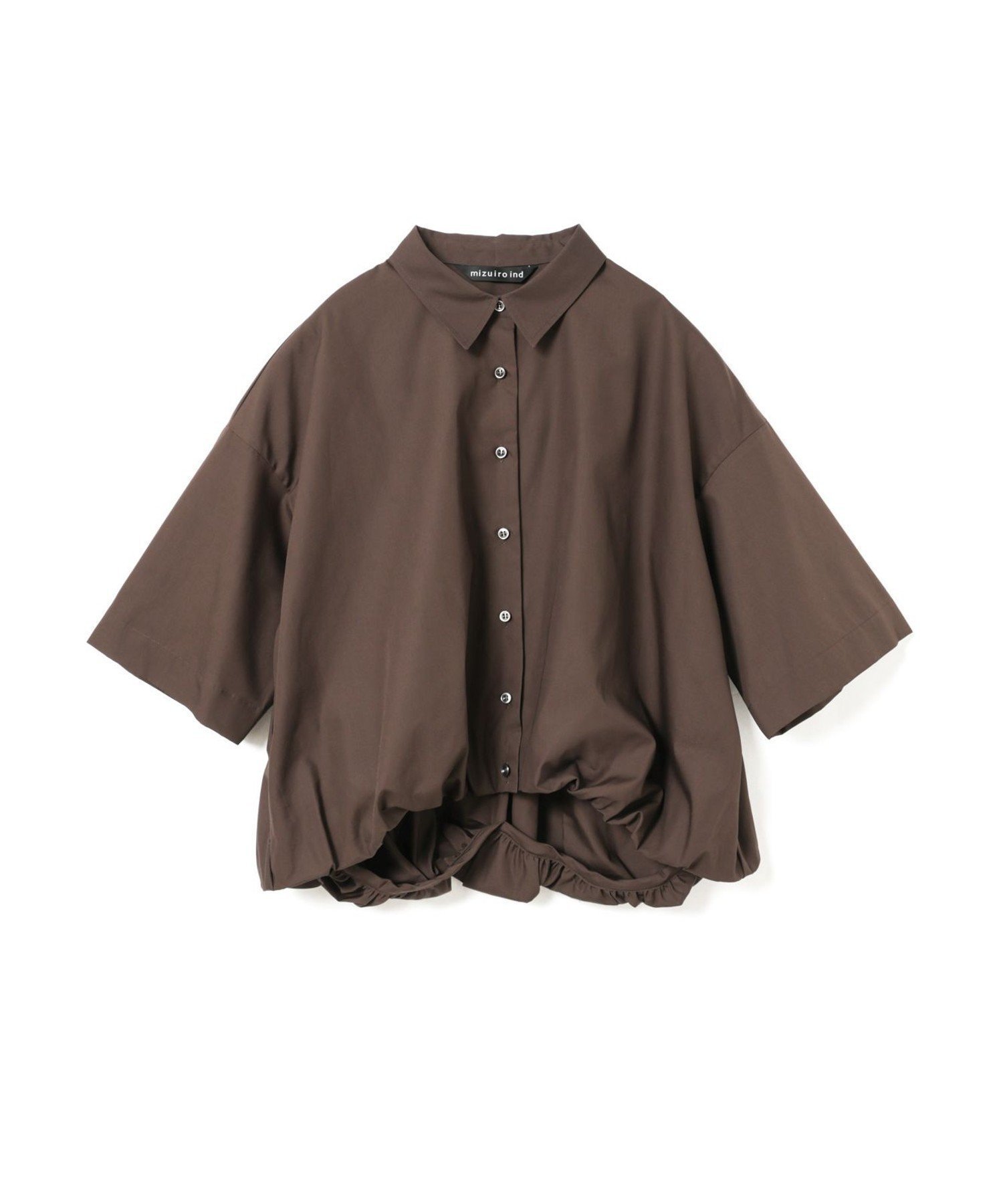 【マーコート/MARcourt】のmizuiro ind ハーフスリーブバルーンシャツ インテリア・キッズ・メンズ・レディースファッション・服の通販 founy(ファウニー) 　ファッション　Fashion　レディースファッション　Fashion for Women　トップス・カットソー　Cut & Sew Tops　シャツ・ブラウス・オフィスカジュアル　Elegant Blouses & Button-Ups　ギンガム　Gingham, Gingham Fabric　シンプル　Simple, Minimal　ストライプ　Stripe, Striped Pattern　チェック　Check, Plaid, Tartan　バランス　Balance, Style Balance　バルーン　Balloon, Balloon Silhouette　ベーシック　Basic, Essential　ボトム　Bottoms, Lower Wear　ポケット　Pocket, Pocket Detail　レギュラー　Regular, Standard Fit　人気　Popular, Best Seller　今季　This Season, Current Season　無地　Plain, Solid Color　ブラウン|ID: prp329100004983191 ipo3291000000037330717