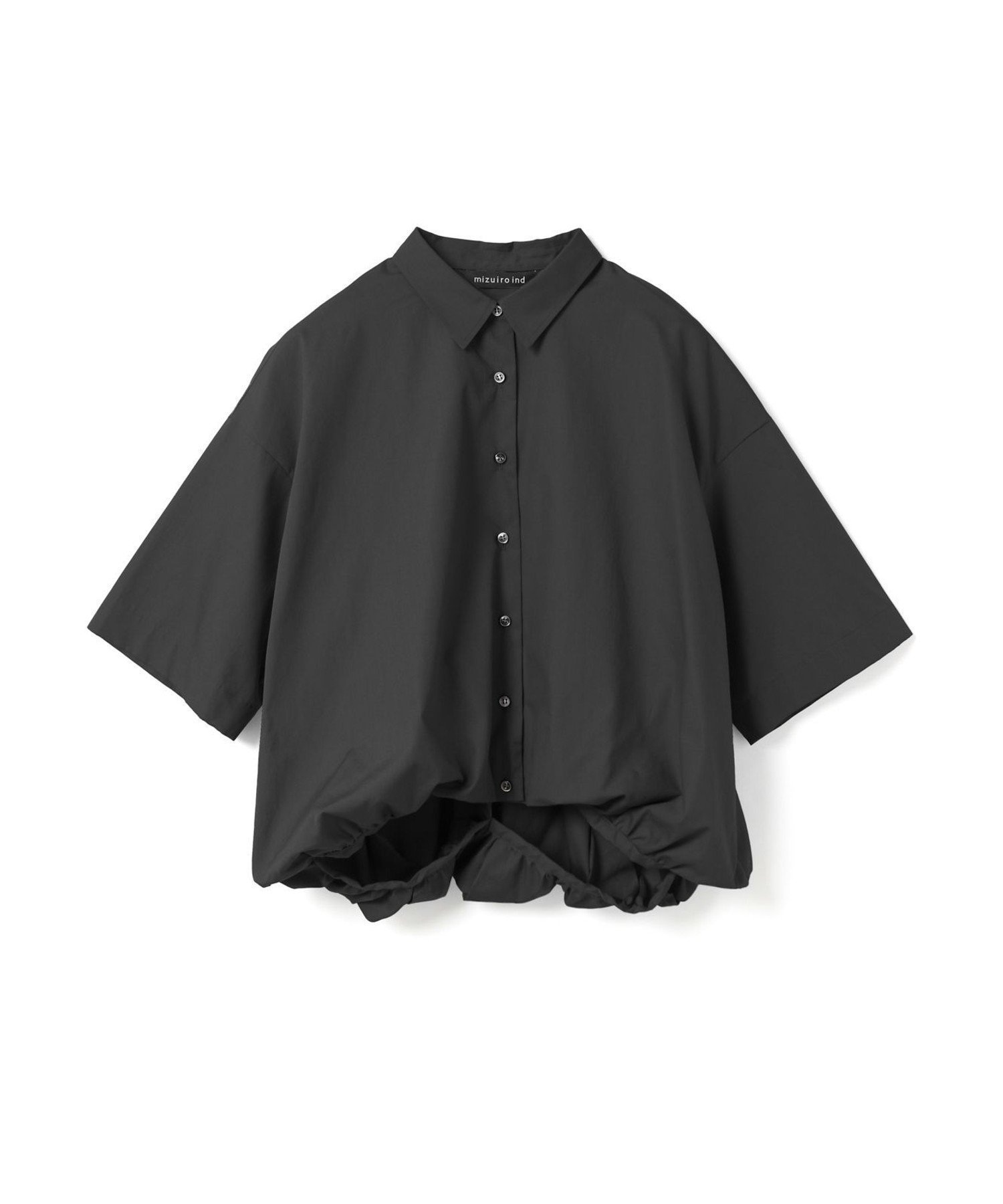 【マーコート/MARcourt】のmizuiro ind ハーフスリーブバルーンシャツ インテリア・キッズ・メンズ・レディースファッション・服の通販 founy(ファウニー) 　ファッション　Fashion　レディースファッション　Fashion for Women　トップス・カットソー　Cut & Sew Tops　シャツ・ブラウス・オフィスカジュアル　Elegant Blouses & Button-Ups　ギンガム　Gingham, Gingham Fabric　シンプル　Simple, Minimal　ストライプ　Stripe, Striped Pattern　チェック　Check, Plaid, Tartan　バランス　Balance, Style Balance　バルーン　Balloon, Balloon Silhouette　ベーシック　Basic, Essential　ボトム　Bottoms, Lower Wear　ポケット　Pocket, Pocket Detail　レギュラー　Regular, Standard Fit　人気　Popular, Best Seller　今季　This Season, Current Season　無地　Plain, Solid Color　ブラック|ID: prp329100004983191 ipo3291000000037330719