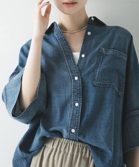 【アーバンリサーチ/URBAN RESEARCH】のハーフスリーブシアーデニムシャツ 大人の最旬トレンドファッション＆コーディネート founy(ファウニー) ファッション Fashion レディースファッション Fashion for Women トップス・カットソー Cut & Sew Tops シャツ・ブラウス・オフィスカジュアル Elegant Blouses & Button-Ups 今季 This Season, Current Season シアー Sheer, See-Through スリーブ Sleeve, Long Sleeve / Short Sleeve デニム Denim, Jeans Material ハーフ Half, Half-Length バランス Balance, Style Balance ラウンド Round, Round Neck S/S・春夏 SS, Spring/Summer, Warm Season 夏 Summer エレガント 上品 Elegant 2026年 2026 2026春夏・S/S Spring/Summer 2026 SS26 |ID:prp329100004983199