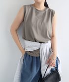 【アンドミー/andme】のコットン 天竺 ノースリーブ トップス Tシャツ 大人の最旬トレンドファッション＆コーディネート founy(ファウニー) ファッション Fashion レディースファッション Fashion for Women トップス・カットソー Cut & Sew Tops キャミソール&ノースリーブ Camisoles & Sleeveless Tops シャツ・ブラウス・オフィスカジュアル Elegant Blouses & Button-Ups ロングTシャツ・Tシャツ Longline T-Shirts & Tees コンパクト Compact, Small Size サロペ Salopette, Salopette Dress ジャケット Jacket, Outerwear ノースリーブ Sleeveless, No-Sleeve ベーシック Basic, Essential thumbnail グレー|ID: prp329100004983209 ipo3291000000037330810