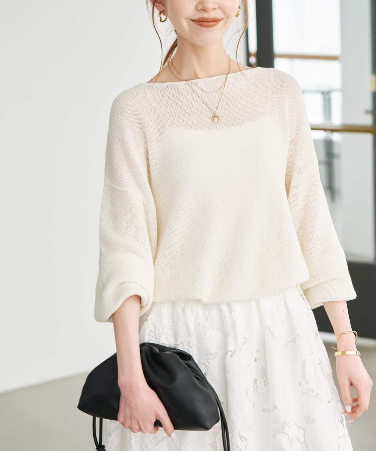 【スローブ イエナ/SLOBE IENA】の《追加》リネン混畦ニット インテリア・キッズ・メンズ・レディースファッション・服の通販 founy(ファウニー) 　ファッション　Fashion　レディースファッション　Fashion for Women　トップス・カットソー　Cut & Sew Tops　ニット　Knit Tops & Sweaters　2026年　2026　2026春夏・S/S　Spring/Summer 2026 SS26　リネン　Linen, Linen Fabric　人気　Popular, Best Seller　ホワイト|ID: prp329100004983214 ipo3291000000037330843