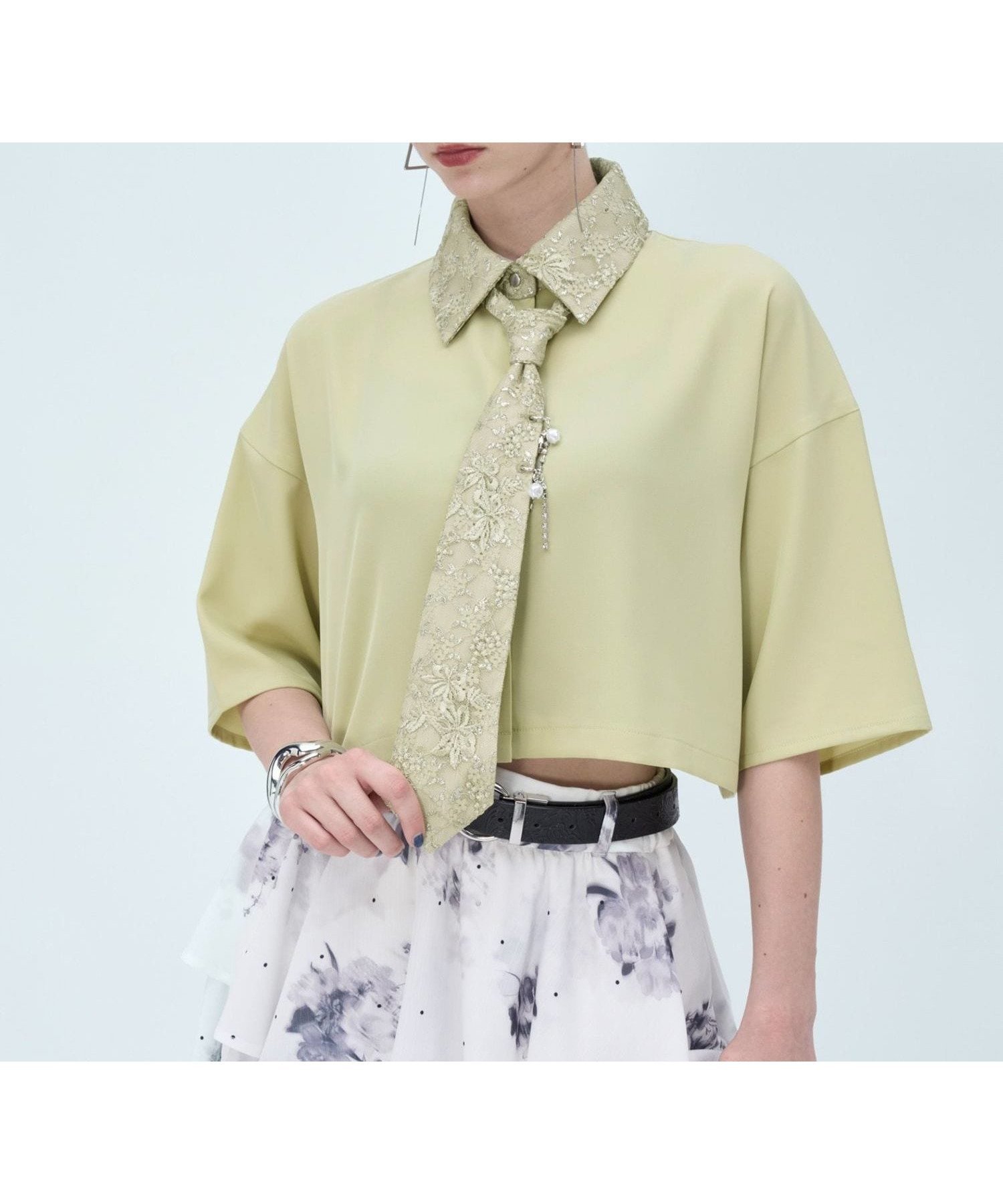 【ハレ/HARE】のパーツツキネクタイシャツ インテリア・キッズ・メンズ・レディースファッション・服の通販 founy(ファウニー) 　ファッション　Fashion　レディースファッション　Fashion for Women　トップス・カットソー　Cut & Sew Tops　シャツ・ブラウス・オフィスカジュアル　Elegant Blouses & Button-Ups　ウェーブ　Wavy Pattern　ショート　Short, Short Length　シンプル　Simple, Minimal　ストレート　Straight, Straight Cut　スラックス　Slacks, Dress Pants　スリーブ　Sleeve, Long Sleeve / Short Sleeve　フェミニン　Feminine, Girly　プリーツ　Pleats, Pleated　ルーズ　Loose, Oversized　ワイド　Wide, Wide Fit　エレガント 上品　Elegant　夏　Summer　イエロー60|ID: prp329100004983230 ipo3291000000037330927