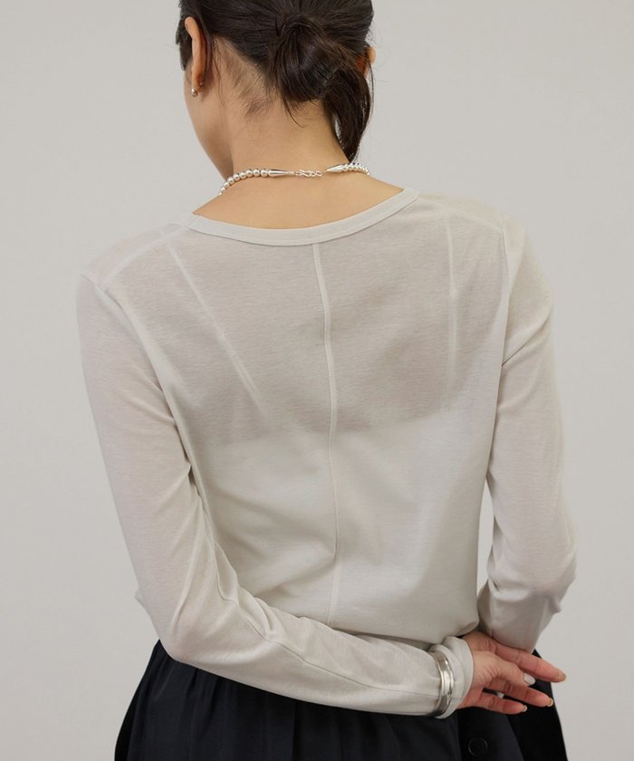【サロン アダム エ ロペ/SALON adam et rope'】の【WEB限定】ハイツイストシアーロンT インテリア・キッズ・メンズ・レディースファッション・服の通販 founy(ファウニー) https://founy.com/ ファッション Fashion レディースファッション Fashion for Women トップス・カットソー Cut & Sew Tops ロングTシャツ・Tシャツ Longline T-Shirts & Tees インナー Innerwear カットソー Cut and Sewn Top シアー Sheer, See-Through シンプル Simple, Minimal ジャケット Jacket, Outerwear スウェット / スエット Sweatshirt, Sweatwear ストレッチ Stretch, Stretchy Fabric スラックス Slacks, Dress Pants デニム Denim, Jeans Material おすすめ Recommended / Our Picks エレガント 上品 Elegant |ID: prp329100004983246 ipo3291000000037331009