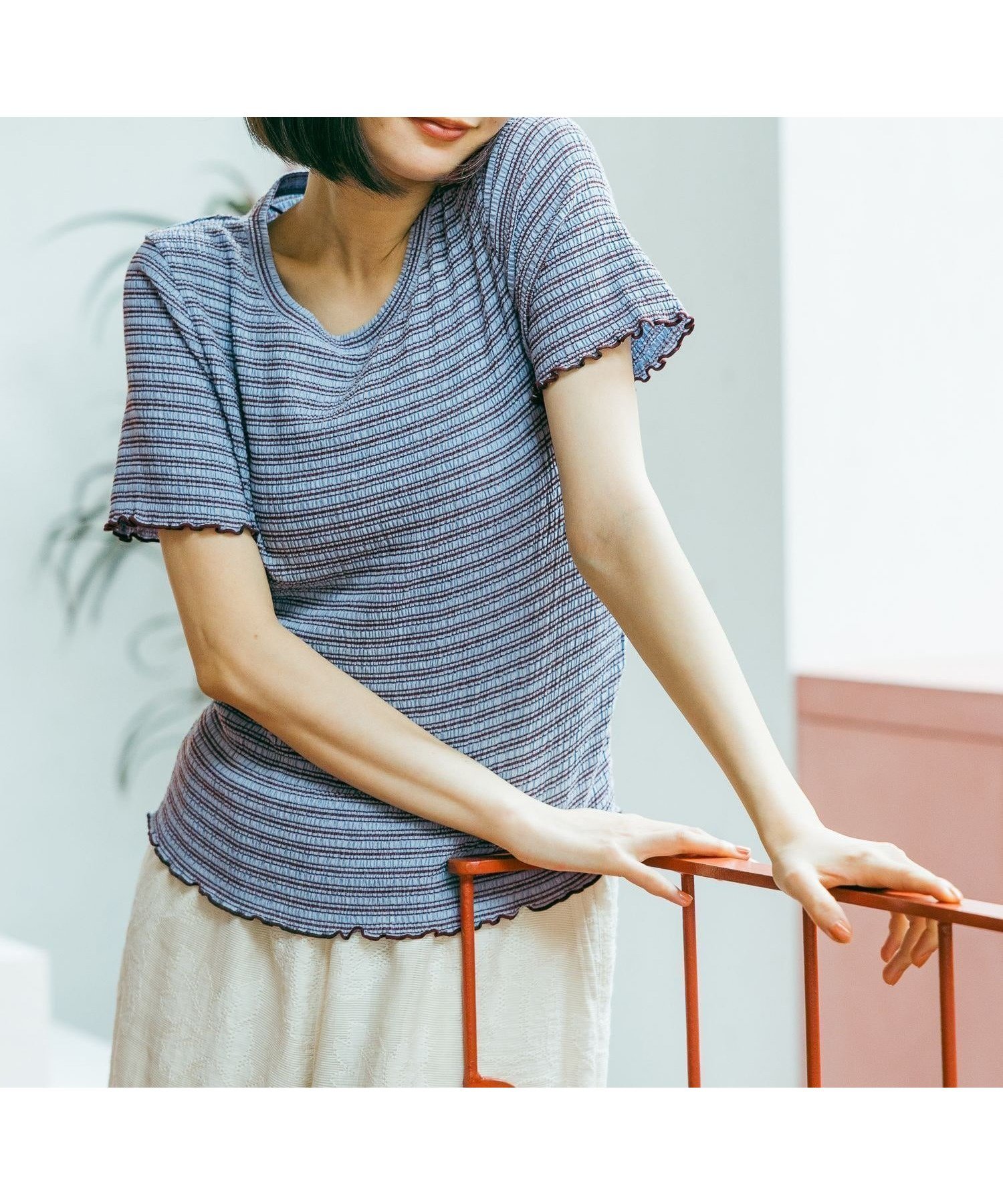 【ニコアンド/niko and】のシャーリングボーダーTシャツ インテリア・キッズ・メンズ・レディースファッション・服の通販 founy(ファウニー) 　ファッション　Fashion　レディースファッション　Fashion for Women　トップス・カットソー　Cut & Sew Tops　シャツ・ブラウス・オフィスカジュアル　Elegant Blouses & Button-Ups　ロングTシャツ・Tシャツ　Longline T-Shirts & Tees　おすすめ　Recommended / Our Picks　シャーリング　Shirring, Ruched　パイピング　Piping, Trim Design　フィット　Fit, Slim Fit　ボーダー　Border, Stripe　夏　Summer　春　Spring　S/S・春夏　SS, Spring/Summer, Warm Season　ブルーボーダー|ID: prp329100004983249 ipo3291000000037331025