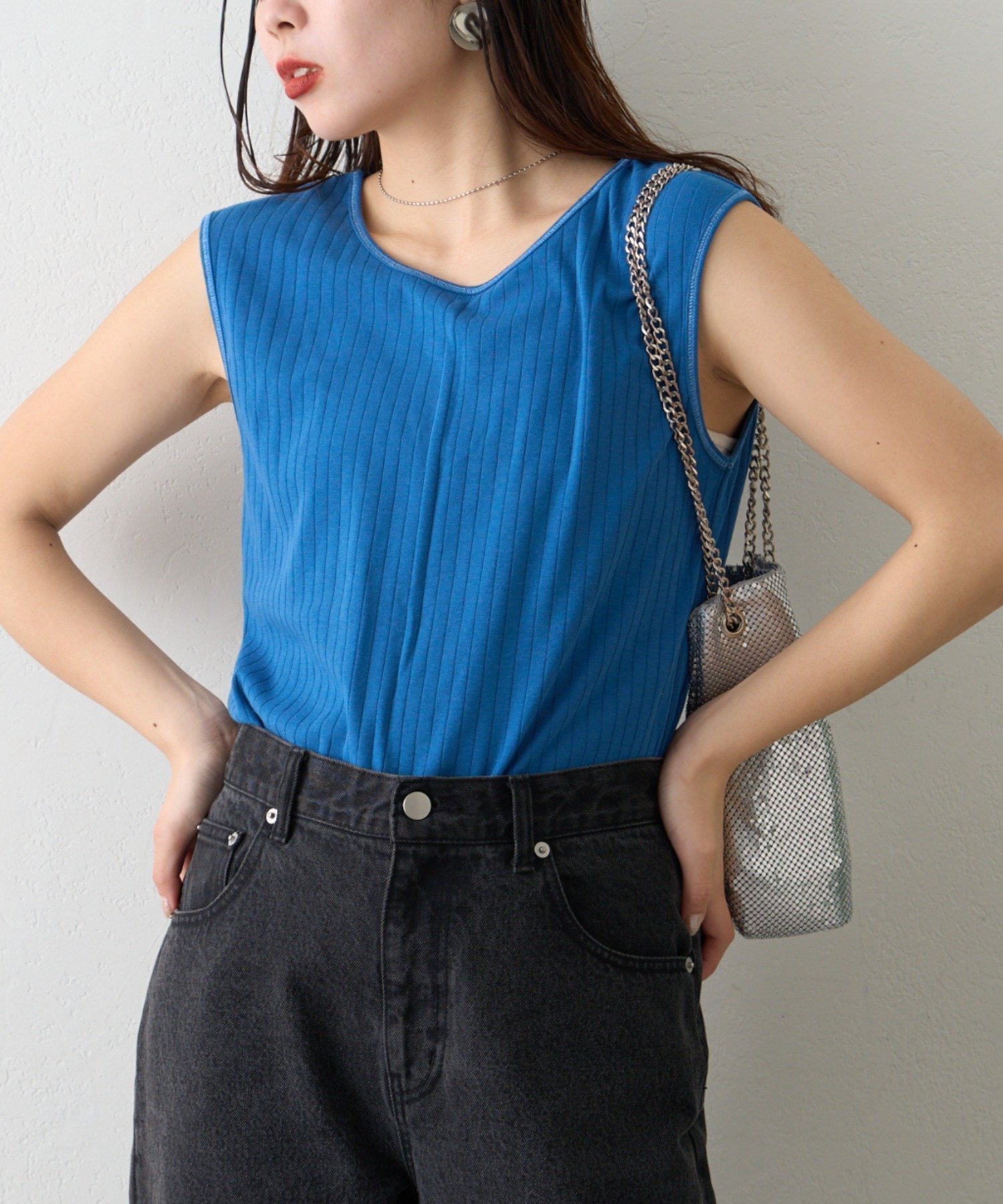 【チャオパニックティピー/CIAOPANIC TYPY】の【販売枚数13万枚突破!!】 抗菌防臭 2WAY配色タンクトップ インテリア・キッズ・メンズ・レディースファッション・服の通販 founy(ファウニー) 　ファッション　Fashion　レディースファッション　Fashion for Women　インナー　Innerwear　抗菌　Antibacterial, Bacteria-Resistant　サロペット　Overalls, Salopette　シンプル　Simple, Minimal　ストライプ　Stripe, Striped Pattern　スラックス　Slacks, Dress Pants　タンク　Tank Top, Sleeveless Top　デニム　Denim, Jeans Material　トレンド　Trend, Trending Now　フィット　Fit, Slim Fit　おすすめ　Recommended / Our Picks　夏　Summer　ブルー|ID: prp329100004983250 ipo3291000000037331034