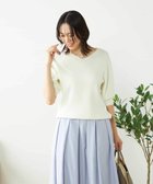 【アー ヴェー ヴェー/a.v.v】の【接触冷感/UVカット/洗える】Vネックハーフスリーブ美ラクるサマーニット ホワイト|ID: prp329100004983261 ipo3291000000037331101