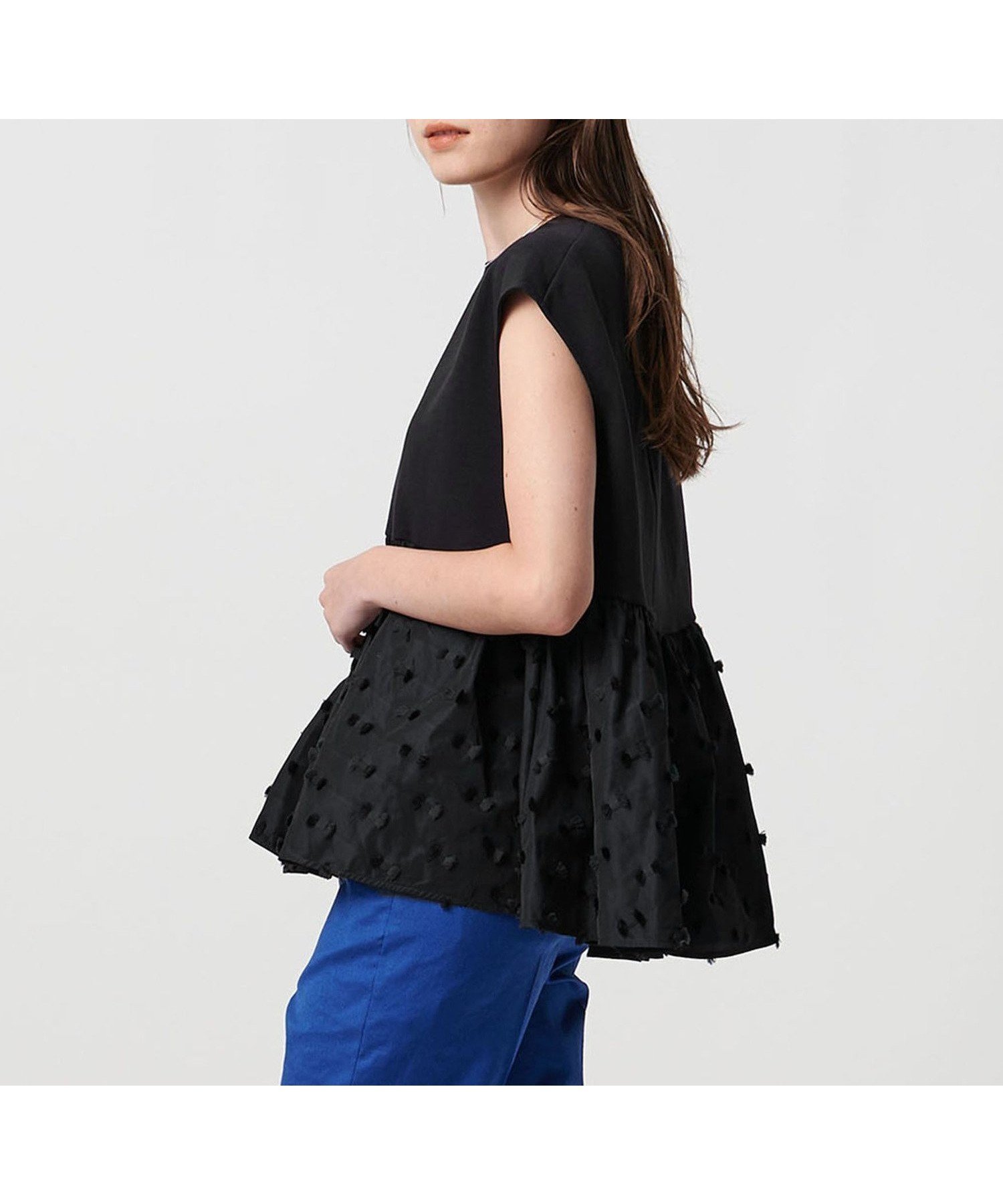 【ユナイテッドアローズ/UNITED ARROWS】のリボン カットジャガード コンビ ブラウス -ウォッシャブル- インテリア・キッズ・メンズ・レディースファッション・服の通販 founy(ファウニー) 　ファッション　Fashion　レディースファッション　Fashion for Women　トップス・カットソー　Cut & Sew Tops　シャツ・ブラウス・オフィスカジュアル　Elegant Blouses & Button-Ups　ウォッシャブル　Machine Washable　カットジャガード　Cut Jacquard　コンパクト　Compact, Small Size　コンビ　Combo, Combination Style　切替　Switching, Contrast Panel　スタイリッシュ　Stylish, Fashionable　スリーブ　Sleeve, Long Sleeve / Short Sleeve　タフタ　Taffeta, Structured Fabric　ダブル　Double, Double-Breasted　フェイス　Face, Facial Design　フレンチ　French, French Style　ベスト　Vest, Waistcoat　ペプラム　Peplum, Flared Hem　ボトム　Bottoms, Lower Wear　ラウンド　Round, Round Neck　リボン　Ribbon, Bow　ワイド　Wide, Wide Fit　アウトレット　Outlet / Clearance　NAVY|ID: prp329100004983263 ipo3291000000037331116