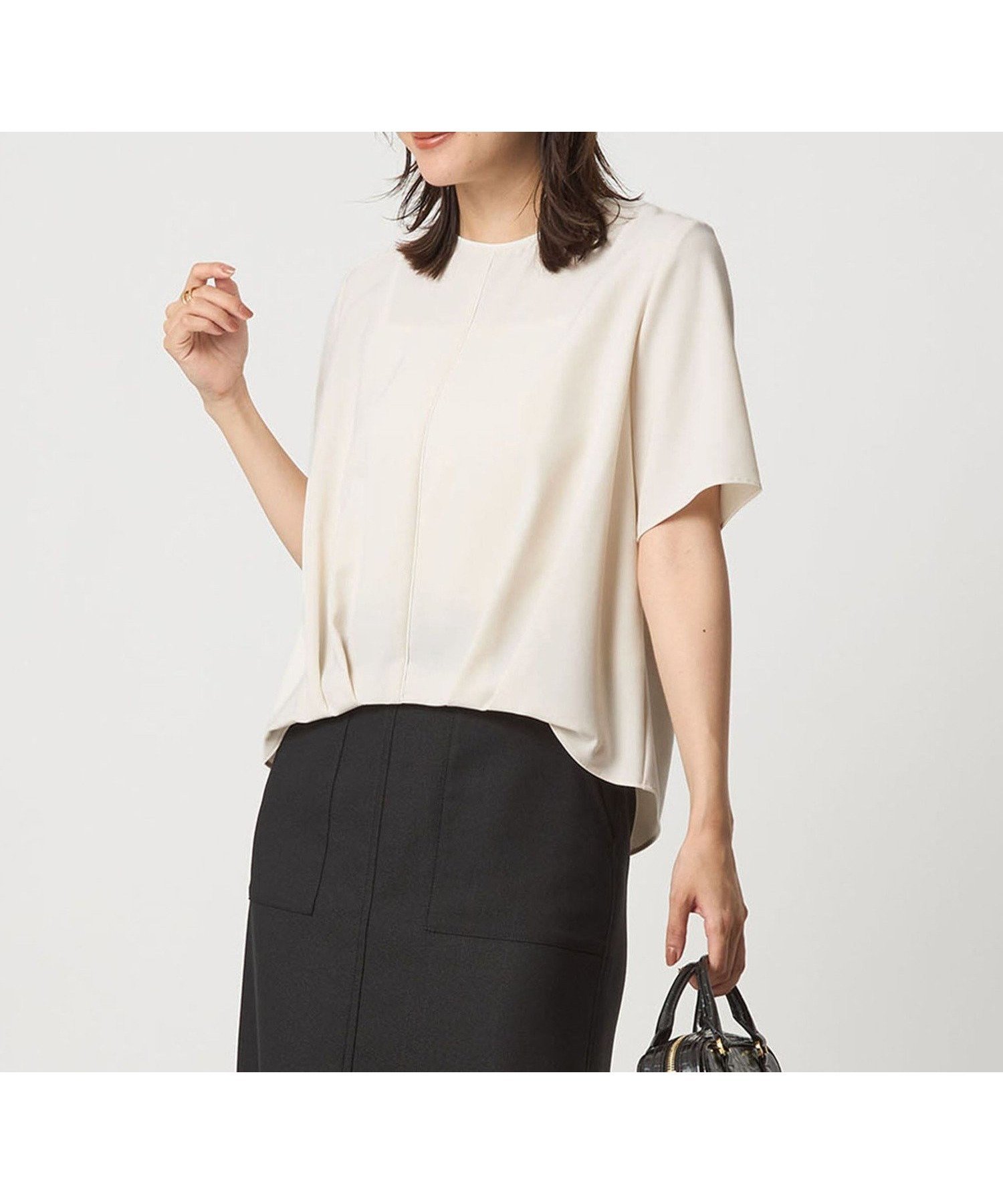 【ユナイテッドアローズ/UNITED ARROWS】のフロント ライン 5分袖 TEEブラウス 大人の最旬トレンドファッション＆コーディネート founy(ファウニー) 　ファッション　Fashion　レディースファッション　Fashion for Women　トップス・カットソー　Cut & Sew Tops　シャツ・ブラウス・オフィスカジュアル　Elegant Blouses & Button-Ups　インナー　Innerwear　秋　Autumn　ジャケット　Jacket, Outerwear　フロント　Front, Front Design　アウトレット　Outlet / Clearance　おすすめ　Recommended / Our Picks　夏　Summer　ビジネス 仕事 通勤　Business / Work / Commuting　 other-1|ID: prp329100004983265 ipo3291000000037331119