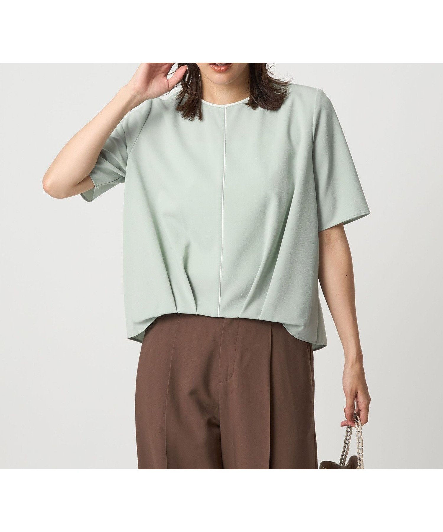 【ユナイテッドアローズ/UNITED ARROWS】のフロント ライン 5分袖 TEEブラウス インテリア・キッズ・メンズ・レディースファッション・服の通販 founy(ファウニー) 　ファッション　Fashion　レディースファッション　Fashion for Women　トップス・カットソー　Cut & Sew Tops　シャツ・ブラウス・オフィスカジュアル　Elegant Blouses & Button-Ups　インナー　Innerwear　秋　Autumn　ジャケット　Jacket, Outerwear　フロント　Front, Front Design　アウトレット　Outlet / Clearance　おすすめ　Recommended / Our Picks　夏　Summer　ビジネス 仕事 通勤　Business / Work / Commuting　LIME|ID: prp329100004983265 ipo3291000000037331121