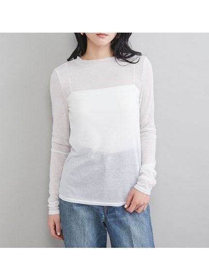 【ミラオーウェン/Mila Owen】のウールテンセルシアーロングTシャツ 大人の最旬トレンドファッション＆コーディネート founy(ファウニー) 　ファッション　Fashion　レディースファッション　Fashion for Women　トップス・カットソー　Cut & Sew Tops　シャツ・ブラウス・オフィスカジュアル　Elegant Blouses & Button-Ups　ロングTシャツ・Tシャツ　Longline T-Shirts & Tees　インナー　Innerwear　キャミ　Camisole, Cami Top　キャミソール　Camisole, Spaghetti Strap Top　シアー　Sheer, See-Through　シンプル　Simple, Minimal　スマート　Smart, Elegant　スリーブ　Sleeve, Long Sleeve / Short Sleeve　とろみ　Fluid, Flowy Fabric　タンク　Tank Top, Sleeveless Top　チューブ　Tube, Tube Top　ロング　Long, Long-Length　おすすめ　Recommended / Our Picks　 other-1|ID: prp329100004983273 ipo3291000000037331159