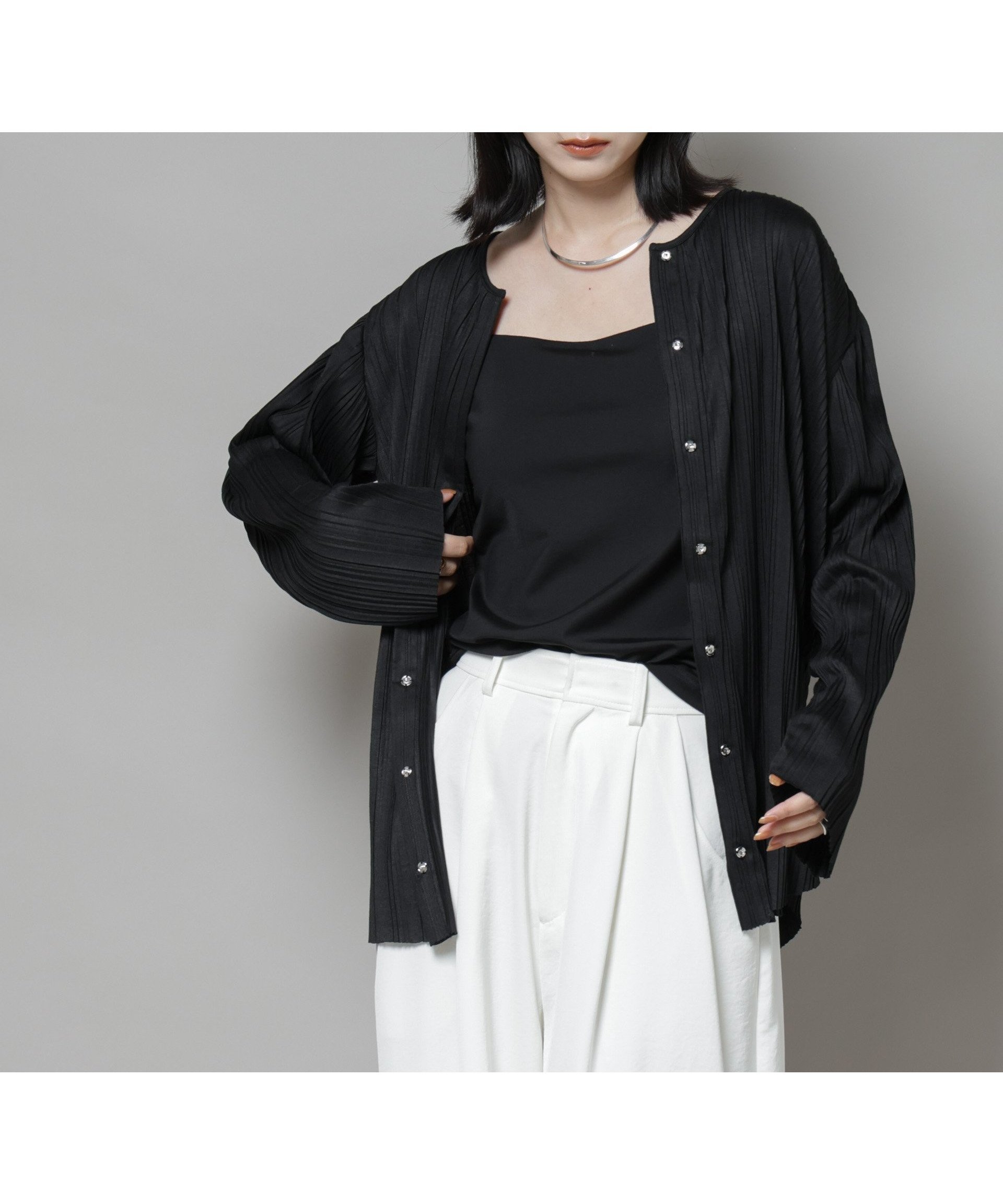 【ナノ ユニバース/nano universe】のプリーツカットスナップシャツ インテリア・キッズ・メンズ・レディースファッション・服の通販 founy(ファウニー) 　ファッション　Fashion　レディースファッション　Fashion for Women　トップス・カットソー　Cut & Sew Tops　シャツ・ブラウス・オフィスカジュアル　Elegant Blouses & Button-Ups　秋　Autumn　カットソー　Cut and Sewn Top　フロント　Front, Front Design　プリーツ　Pleats, Pleated　羽織　Haori, Light Jacket　ランダム　Random, Irregular　アウトレット　Outlet / Clearance　エレガント 上品　Elegant　2025年　2025　2025-2026秋冬・A/W　Autumn/Winter 2025–26 AW25–26　ブラック|ID: prp329100004983276 ipo3291000000037331176