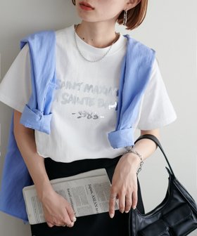 【ディスコート/Discoat】の【WEB限定/新色追加!】アソート箔プリントTシャツ 大人の最旬トレンドファッション＆コーディネート founy(ファウニー) ファッション Fashion レディースファッション Fashion for Women トップス・カットソー Cut & Sew Tops シャツ・ブラウス・オフィスカジュアル Elegant Blouses & Button-Ups ロングTシャツ・Tシャツ Longline T-Shirts & Tees インナー Innerwear キャミワンピース Cami Dress, Slip Dress コンパクト Compact, Small Size シンプル Simple, Minimal トレンド Trend, Trending Now バランス Balance, Style Balance ビスチェ Bustier, Corset Top プリント Print, Printed Pattern ボトム Bottoms, Lower Wear |ID:prp329100004983304