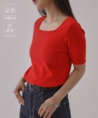 【コロニートゥーワンスリーナイン/COLONY 2139】の【UVカット・抗菌防臭】多機能テレコスクエアネック半袖Tシャツ 大人の最旬トレンドファッション＆コーディネート founy(ファウニー) ファッション Fashion レディースファッション Fashion for Women トップス・カットソー Cut & Sew Tops シャツ・ブラウス・オフィスカジュアル Elegant Blouses & Button-Ups ロングTシャツ・Tシャツ Longline T-Shirts & Tees 抗菌 Antibacterial, Bacteria-Resistant スクエア Square, Square Shape タンク Tank Top, Sleeveless Top ダメージ Distressed, Destroyed テレコ Ribbed, Rib Stitch 半袖 Short Sleeve, Half Sleeve 再入荷 Restock / Back in Stock 夏 Summer thumbnail レッド|ID: prp329100004983318 ipo3291000000037331462