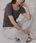 【コロニートゥーワンスリーナイン/COLONY 2139】の【UVカット・抗菌防臭】多機能テレコスクエアネック半袖Tシャツ 大人の最旬トレンドファッション＆コーディネート founy(ファウニー) ファッション Fashion レディースファッション Fashion for Women トップス・カットソー Cut & Sew Tops シャツ・ブラウス・オフィスカジュアル Elegant Blouses & Button-Ups ロングTシャツ・Tシャツ Longline T-Shirts & Tees 抗菌 Antibacterial, Bacteria-Resistant スクエア Square, Square Shape タンク Tank Top, Sleeveless Top ダメージ Distressed, Destroyed テレコ Ribbed, Rib Stitch 半袖 Short Sleeve, Half Sleeve 再入荷 Restock / Back in Stock 夏 Summer thumbnail チャコールグレー|ID: prp329100004983318 ipo3291000000037331463