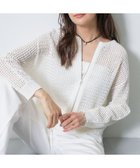 【インディヴィ/INDIVI】の【洗える/コットン】メッシュジップニットカーディガン ホワイト|ID: prp329100004983326 ipo3291000000037331504