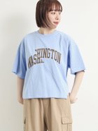 【サマンサモスモス/Samansa Mos2】のブロッキングロゴプリントTシャツ ブルー|ID: prp329100004983343 ipo3291000000037331622