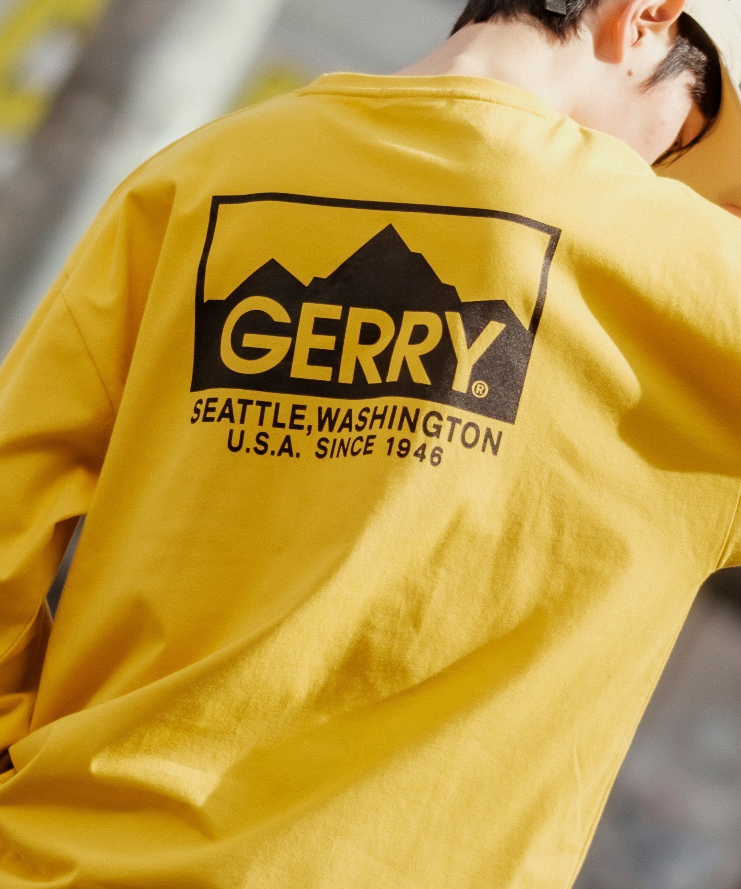 【インプローブス/improves】のGERRY ジェリー 別注 ボックスロゴ プリント ロンT インテリア・キッズ・メンズ・レディースファッション・服の通販 founy(ファウニー) 　ファッション　Fashion　レディースファッション　Fashion for Women　トップス・カットソー　Cut & Sew Tops　ロングTシャツ・Tシャツ　Longline T-Shirts & Tees　アウトドア　Outdoor Clothing　アメリカン　American Style　カーゴパンツ　Cargo Pants, Utility Pants　ショーツ　Shorts, Short Pants　シンプル　Simple, Minimal　デニム　Denim, Jeans Material　トレンド　Trend, Trending Now　定番　Standard, Basic Item　長袖　Long Sleeve, Full Sleeve　パープル　Purple, Violet　プリント　Print, Printed Pattern　ボックス　Boxy, Box Shape　別注　Limited Edition, Custom Order　ワイド　Wide, Wide Fit　おすすめ　Recommended / Our Picks　マスタード|ID: prp329100004983344 ipo3291000000037331626