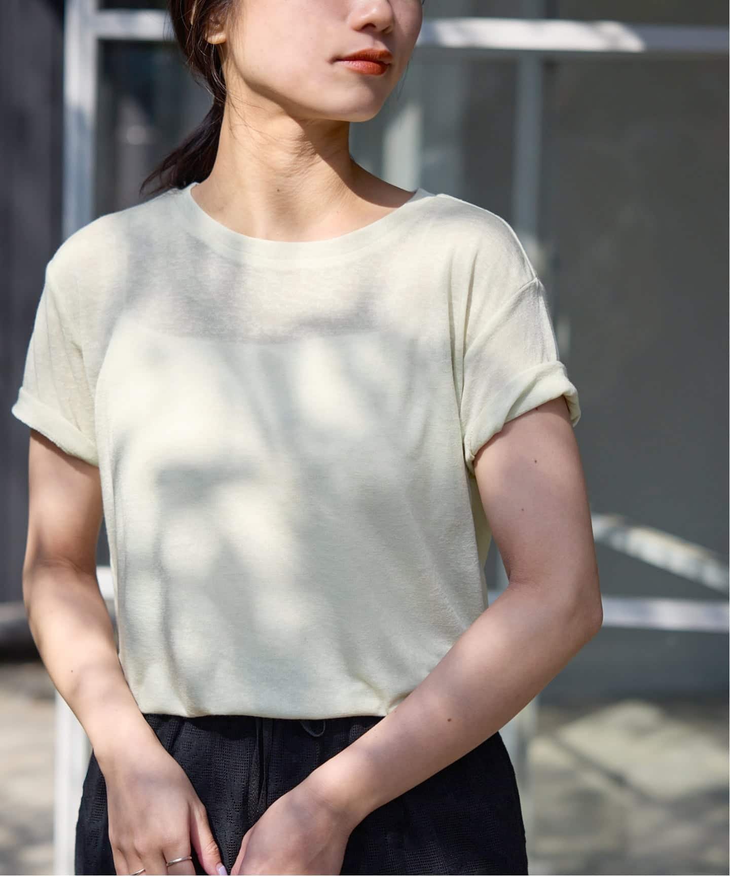 【スローブ イエナ/SLOBE IENA】の《追加》スラブ天竺5分袖TEE インテリア・キッズ・メンズ・レディースファッション・服の通販 founy(ファウニー) 　ファッション　Fashion　レディースファッション　Fashion for Women　トップス・カットソー　Cut & Sew Tops　2025年　2025　2025春夏・S/S　Spring/Summer 2025 SS25　パープル　Purple, Violet　人気　Popular, Best Seller　グリーン B|ID: prp329100004983357 ipo3291000000037331686