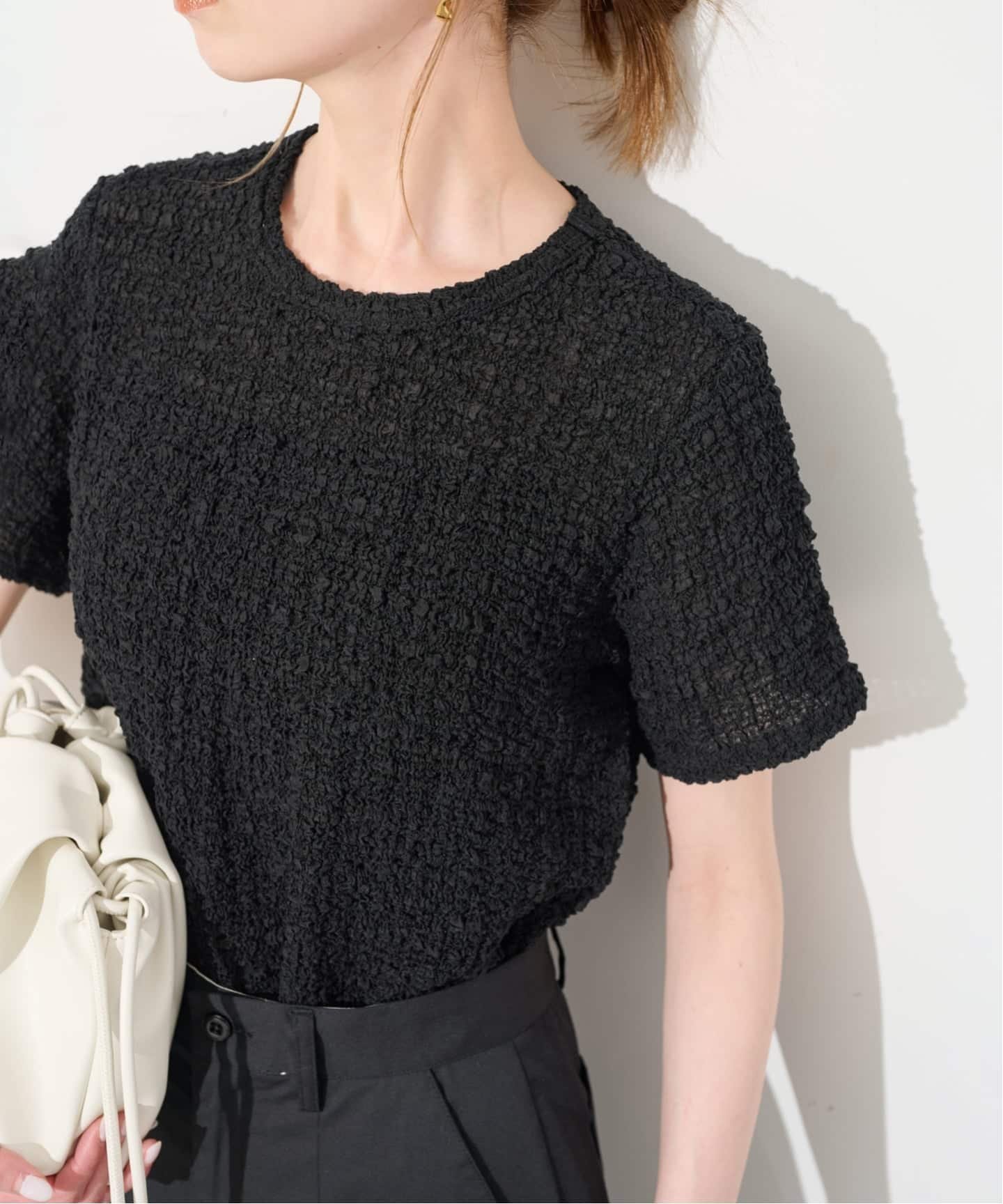 【スローブ イエナ/SLOBE IENA】のシャーリングシアーTEE インテリア・キッズ・メンズ・レディースファッション・服の通販 founy(ファウニー) 　ファッション　Fashion　レディースファッション　Fashion for Women　2026年　2026　2026春夏・S/S　Spring/Summer 2026 SS26　シアー　Sheer, See-Through　シャーリング　Shirring, Ruched　シンプル　Simple, Minimal　スラックス　Slacks, Dress Pants　デニム　Denim, Jeans Material　エレガント 上品　Elegant　夏　Summer　ブラック|ID: prp329100004983359 ipo3291000000037331694