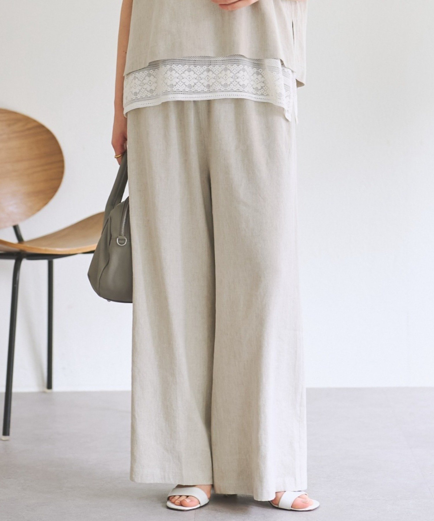 【ビアズリー/BEARDSLEY】のリネンウエストリブパンツ 大人の最旬トレンドファッション＆コーディネート founy(ファウニー) 　ファッション　Fashion　レディースファッション　Fashion for Women　パンツ　Pants & Trousers　洗える　Machine Washable　カットソー　Cut and Sewn Top　定番　Standard, Basic Item　ポケット　Pocket, Pocket Detail　リネン　Linen, Linen Fabric　ワイド　Wide, Wide Fit　再入荷　Restock / Back in Stock　 other-1|ID: prp329100004983373 ipo3291000000037331763