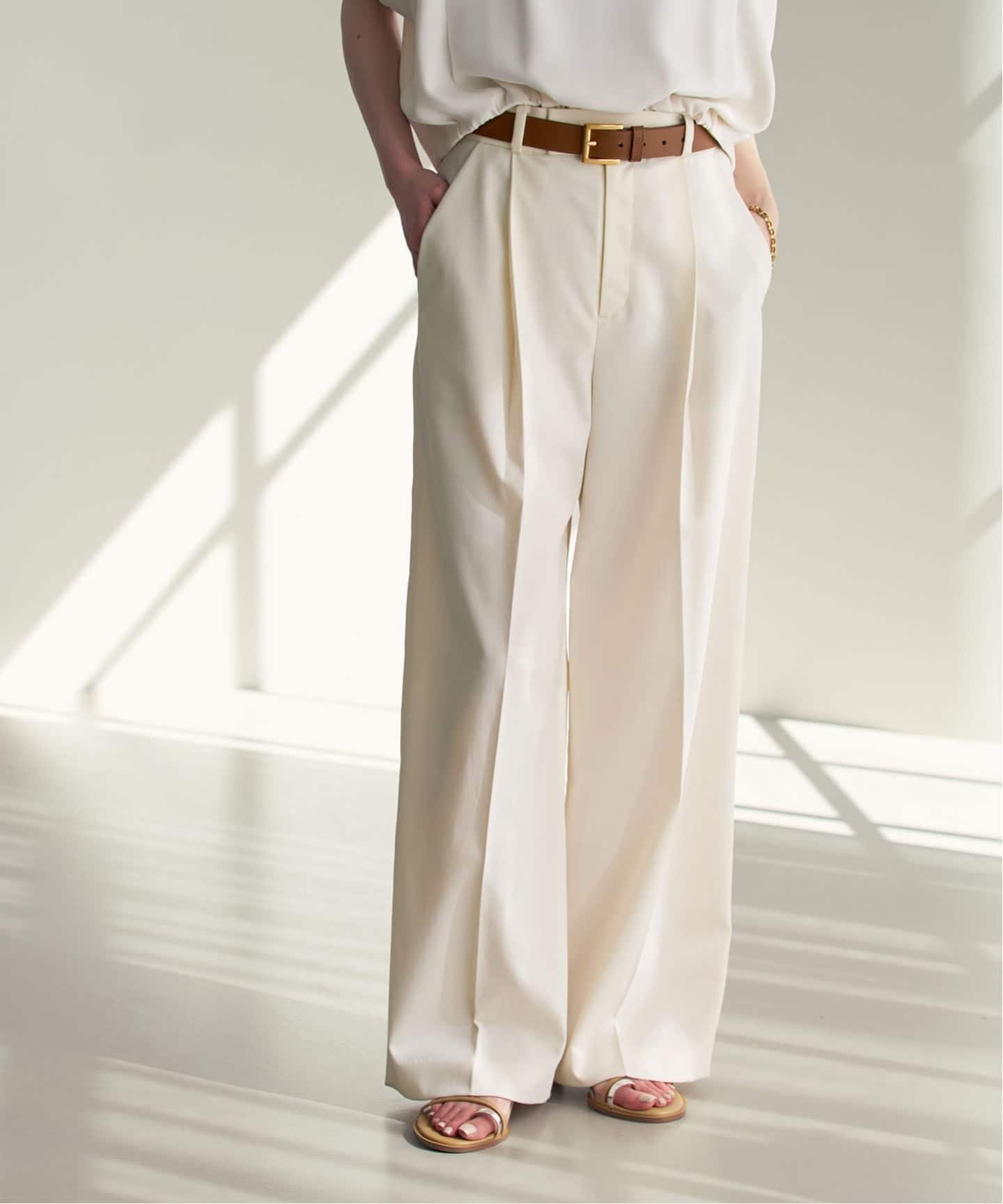 【ノーブル / スピック&スパン/NOBLE / Spick & Span】の《追加・セットアップ対応》エステルツイルストレッチスラックスパンツ インテリア・キッズ・メンズ・レディースファッション・服の通販 founy(ファウニー) 　ファッション　Fashion　レディースファッション　Fashion for Women　セットアップ　Matching Sets　レディースパンツ・ボトムス　Pants & Trousers / Bottoms　スタイリッシュ　Stylish, Fashionable　セットアップ　Set-Up, Coordinated Outfit　ツイル　Twist, Twisted Detail　人気　Popular, Best Seller　洗える　Machine Washable　ホワイト|ID: prp329100004983377 ipo3291000000037331791