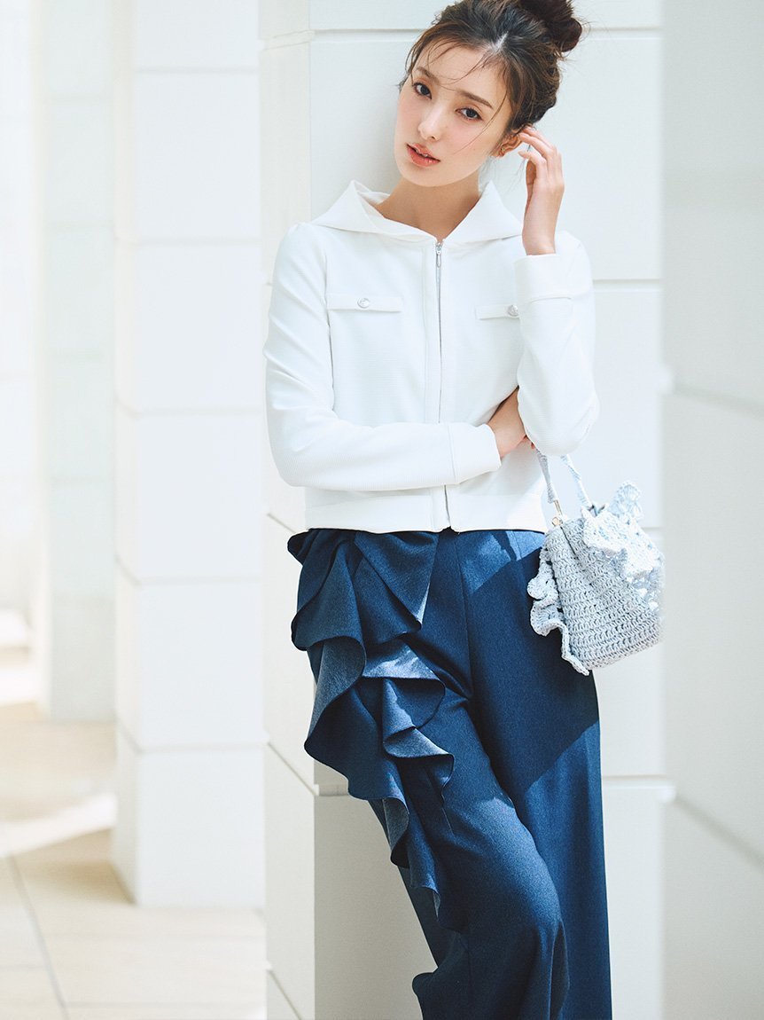 【セルフォード/CELFORD】の【洗える】リボンワイドパンツ インテリア・キッズ・メンズ・レディースファッション・服の通販 founy(ファウニー) 　ファッション　Fashion　レディースファッション　Fashion for Women　パンツ　Pants & Trousers　おすすめ　Recommended / Our Picks　ウェーブ　Wavy Pattern　シンプル　Simple, Minimal　ストレート　Straight, Straight Cut　スマート　Smart, Elegant　フリル　Frill, Ruffle　ポケット　Pocket, Pocket Detail　リボン　Ribbon, Bow　ワイド　Wide, Wide Fit　楽ちん　Easy Fit, Comfortable　洗える　Machine Washable　IND[088]|ID: prp329100004983382 ipo3291000000037331831