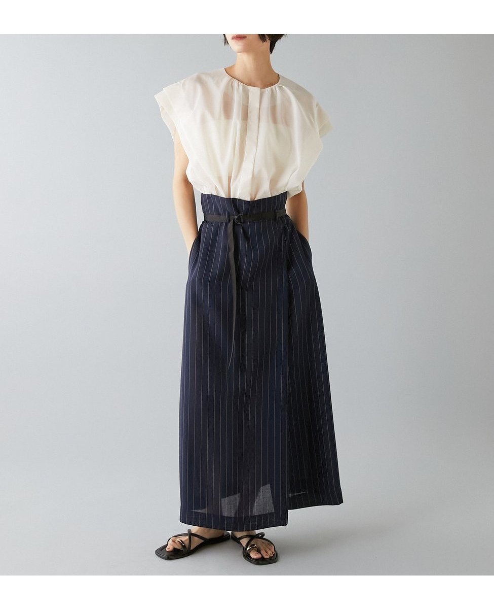 【リエス/Liesse】の麻調ラップ風ナロースカート インテリア・キッズ・メンズ・レディースファッション・服の通販 founy(ファウニー) 　ファッション　Fashion　レディースファッション　Fashion for Women　スカート　Skirts　セットアップ　Set-Up, Coordinated Outfit　ラップ　Wrap, Wrap Design　ランダム　Random, Irregular　リネン　Linen, Linen Fabric　ロング　Long, Long-Length　エレガント 上品　Elegant　吸水　Absorbent, Quick-Dry　洗える　Machine Washable　軽量　Lightweight, Ultra Light　ネイビー|ID: prp329100004983403 ipo3291000000037331946
