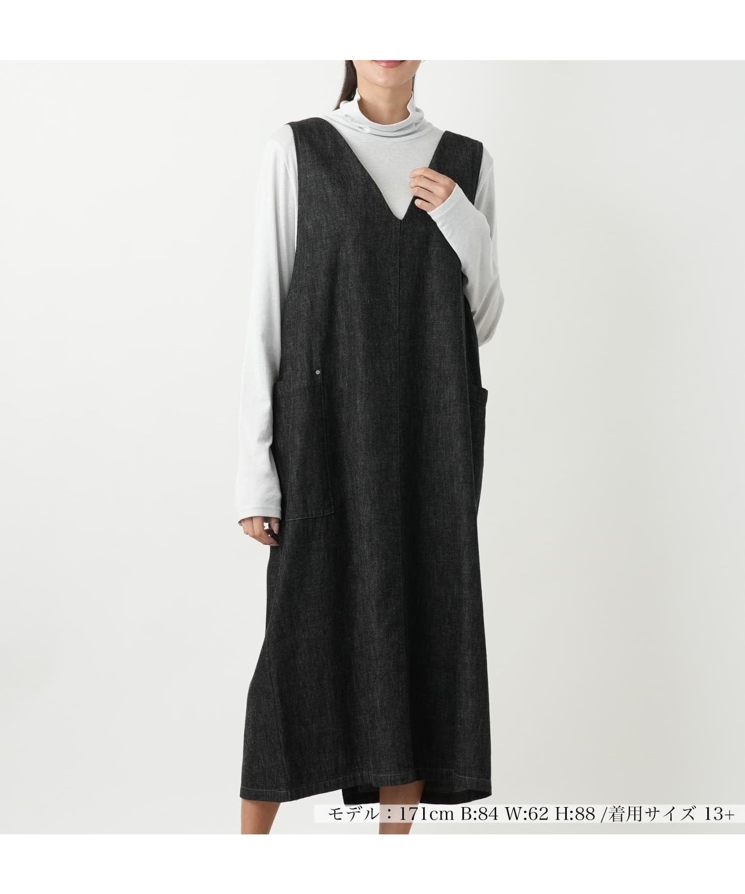 【レリアンプラスハウス/Leilian PLUS HOUSE】のジャンパースカート【L JEANS】 インテリア・キッズ・メンズ・レディースファッション・服の通販 founy(ファウニー) 　ファッション　Fashion　レディースファッション　Fashion for Women　スカート　Skirts　インナー　Innerwear　ウォッシャブル　Machine Washable　シンプル　Simple, Minimal　ストレート　Straight, Straight Cut　デニム　Denim, Jeans Material　ポケット　Pocket, Pocket Detail　ロング　Long, Long-Length　秋　Autumn　チャコールグレー|ID: prp329100004983440 ipo3291000000037332109