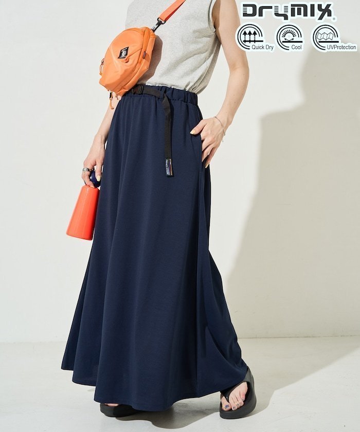【フリークスストア/FREAK'S STORE】の限定展開 吸水速乾・接触冷感・UVカット FREAK S STORE OUTDOORS DRYMIX(ドライミックス) マキシスカート インテリア・キッズ・メンズ・レディースファッション・服の通販 founy(ファウニー) 　ファッション　Fashion　レディースファッション　Fashion for Women　スカート　Skirts　2026年　2026　2026春夏・S/S　Spring/Summer 2026 SS26　フィット　Fit, Slim Fit　フレア　Flare, Flared　マキシ　Maxi, Full Length　ミックス　Mix, Mixed Style　吸水　Absorbent, Quick-Dry　夏　Summer　S/S・春夏　SS, Spring/Summer, Warm Season　ネイビー|ID: prp329100004983475 ipo3291000000037332212