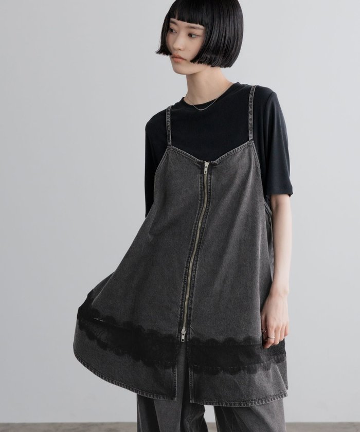 【ローリーズファーム/LOWRYS FARM】のレースキリカエデニムミニワンピース インテリア・キッズ・メンズ・レディースファッション・服の通販 founy(ファウニー) https://founy.com/ ファッション Fashion レディースファッション Fashion for Women ワンピース Dresses おすすめ Recommended / Our Picks シアー Sheer, See-Through ジップ Zip, Zipper チュニック Tunic, Long Top デニム Denim, Jeans Material フレア Flare, Flared フロント Front, Front Design ベスト Vest, Waistcoat ボトム Bottoms, Lower Wear レース Lace, Lace Fabric 夏 Summer |ID: prp329100004983483 ipo3291000000037332234