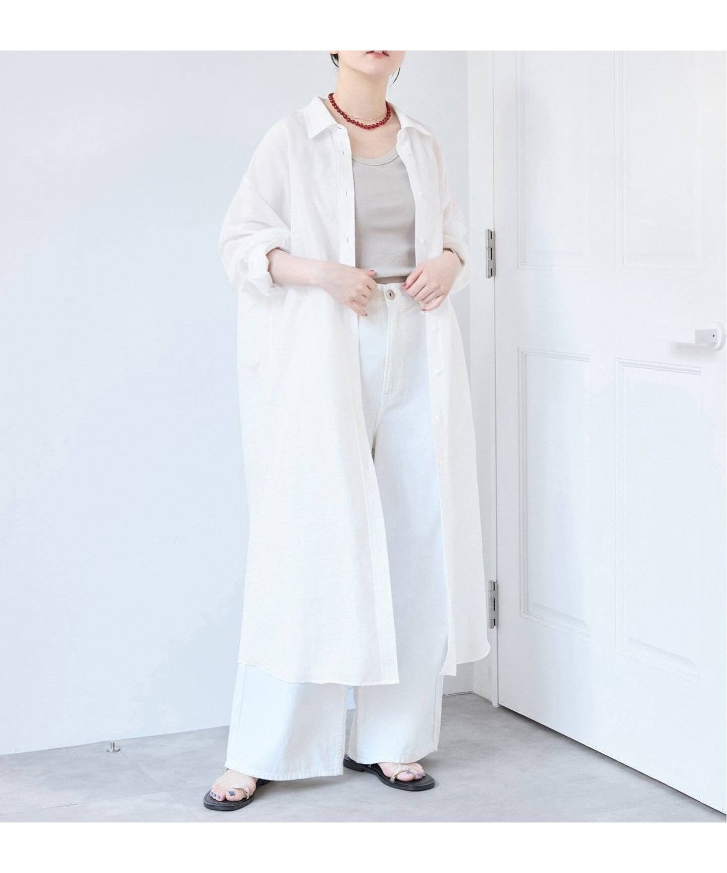 【イエナ/IENA】のラミーリヨセルシャツワンピース インテリア・キッズ・メンズ・レディースファッション・服の通販 founy(ファウニー) 　ファッション　Fashion　レディースファッション　Fashion for Women　ワンピース　Dresses　シャツワンピース / 1枚で着映えコーデ　Shirt Dresses　2026年　2026　2026春夏・S/S　Spring/Summer 2026 SS26　おすすめ　Recommended / Our Picks　インナー　Innerwear　シアー　Sheer, See-Through　フロント　Front, Front Design　ベーシック　Basic, Essential　ロング　Long, Long-Length　定番　Standard, Basic Item　ホワイト|ID: prp329100004983485 ipo3291000000037332242