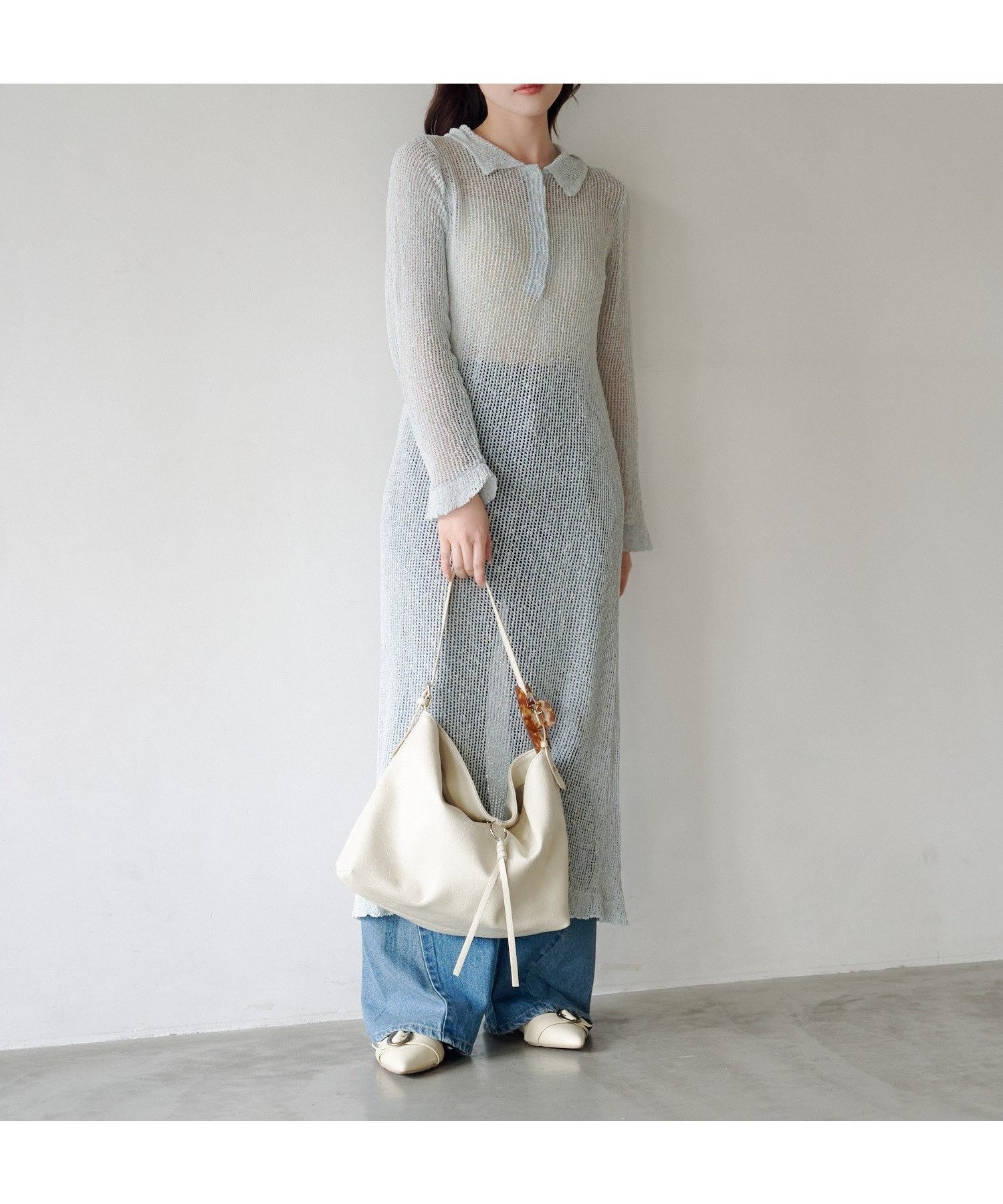 【パルグループ/PAL GROUP】の【Kastane】襟付きメッシュワンピース インテリア・キッズ・メンズ・レディースファッション・服の通販 founy(ファウニー) 　ファッション　Fashion　レディースファッション　Fashion for Women　ワンピース　Dresses　2026年　2026　2026春夏・S/S　Spring/Summer 2026 SS26　インナー　Innerwear　シンプル　Simple, Minimal　フリンジ　Fringe, Tassel　メッシュ　Mesh, Net Fabric　ロング　Long, Long-Length　サックスブルー|ID: prp329100004983487 ipo3291000000037332249