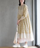 【アールピーエス/rps】のプリント切替7分袖前開きワンピース イエロー|ID: prp329100004983490 ipo3291000000037332259