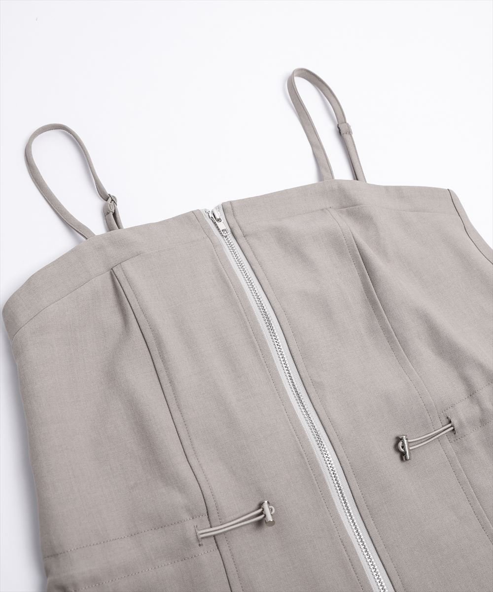 【ラジュール/Lajour】のフロントジップキャミソールワンピース インテリア・キッズ・メンズ・レディースファッション・服の通販 founy(ファウニー) 　ファッション　Fashion　レディースファッション　Fashion for Women　ワンピース　Dresses　インナー　Innerwear　キャミワンピース　Cami Dress, Slip Dress　クラシカル　Classical, Vintage-Inspired　ツイル　Twist, Twisted Detail　トレンド　Trend, Trending Now　ポケット　Pocket, Pocket Detail　ワーク　Workwear, Utility Style　エレガント 上品　Elegant　ベージュ|ID: prp329100004983505 ipo3291000000037332331