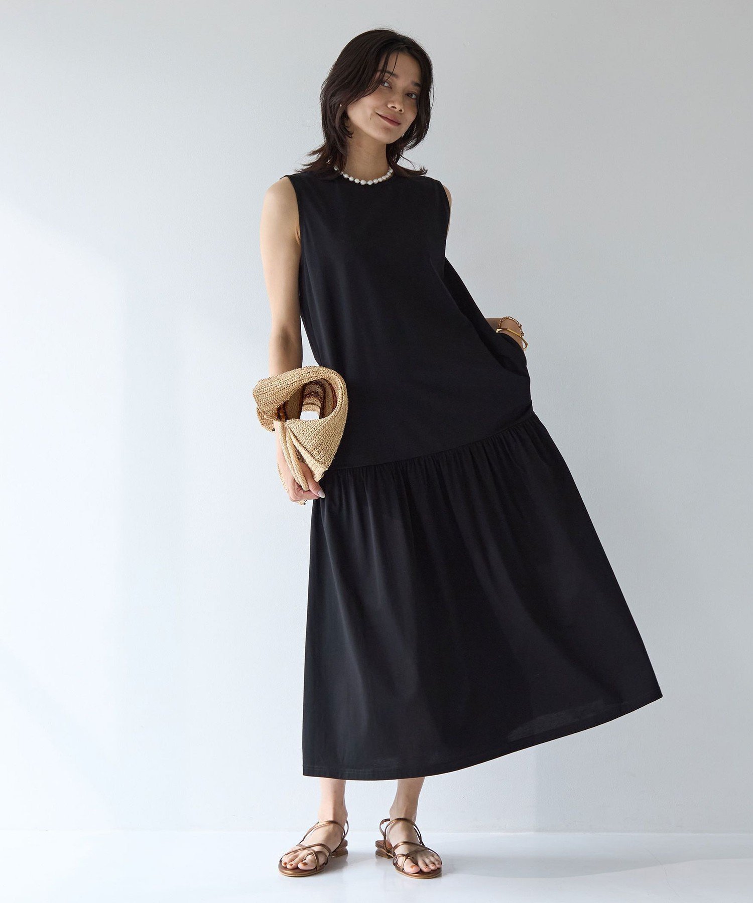 【ユナイテッドアローズ/UNITED ARROWS】のsize SHORT/TALLあり シンプルリフトワンピース -UVカット・抗菌- インテリア・キッズ・メンズ・レディースファッション・服の通販 founy(ファウニー) 　ファッション　Fashion　レディースファッション　Fashion for Women　ワンピース　Dresses　ウェーブ　Wavy Pattern　春　Spring　カーディガン　Cardigan, Knitwear　ギャザー　Gathered, Ruffled　抗菌　Antibacterial, Bacteria-Resistant　ティアード　Tiered, Tiered Style　バランス　Balance, Style Balance　フェミニン　Feminine, Girly　アウトレット　Outlet / Clearance　夏　Summer　エレガント 上品　Elegant　BLACK|ID: prp329100004983507 ipo3291000000037332344