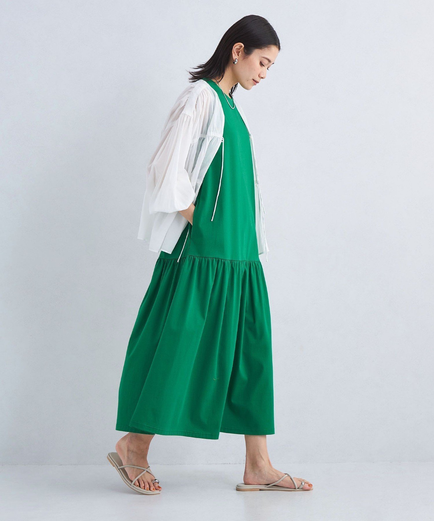 【ユナイテッドアローズ/UNITED ARROWS】のsize SHORT/TALLあり シンプルリフトワンピース -UVカット・抗菌- インテリア・キッズ・メンズ・レディースファッション・服の通販 founy(ファウニー) 　ファッション　Fashion　レディースファッション　Fashion for Women　ワンピース　Dresses　ウェーブ　Wavy Pattern　春　Spring　カーディガン　Cardigan, Knitwear　ギャザー　Gathered, Ruffled　抗菌　Antibacterial, Bacteria-Resistant　ティアード　Tiered, Tiered Style　バランス　Balance, Style Balance　フェミニン　Feminine, Girly　アウトレット　Outlet / Clearance　夏　Summer　エレガント 上品　Elegant　KELLY|ID: prp329100004983507 ipo3291000000037332346