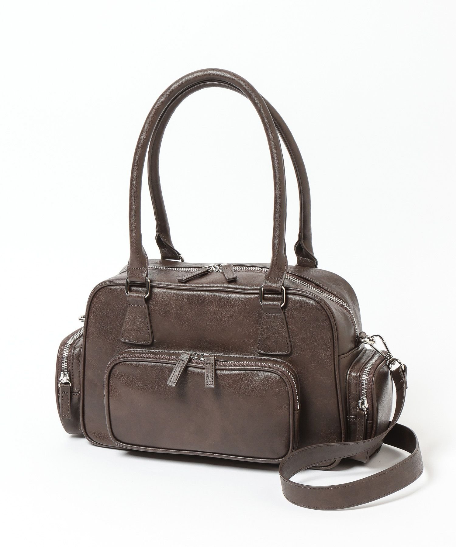 【ローリーズファーム/LOWRYS FARM】のポケットボストンBAG インテリア・キッズ・メンズ・レディースファッション・服の通販 founy(ファウニー) 　ファッション　Fashion　レディースファッション　Fashion for Women　バッグ　Bags　ショルダー　Shoulder, Shoulder Strap　トレンド　Trend, Trending Now　ボストン　Boston　ボストンバッグ　Boston Bag, Retro Bag　ポケット　Pocket, Pocket Detail　ヴィンテージ　Vintage Style　傘　Umbrella, Parasol　ブラウン|ID: prp329100004983523 ipo3291000000037332438