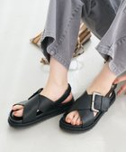 【ビューティ&ユース ユナイテッドアローズ/BEAUTY&YOUTH / UNITED ARROWS】のビッグバックル クロスストラップ サンダル BLACK|ID: prp329100004983548 ipo3291000000037332559