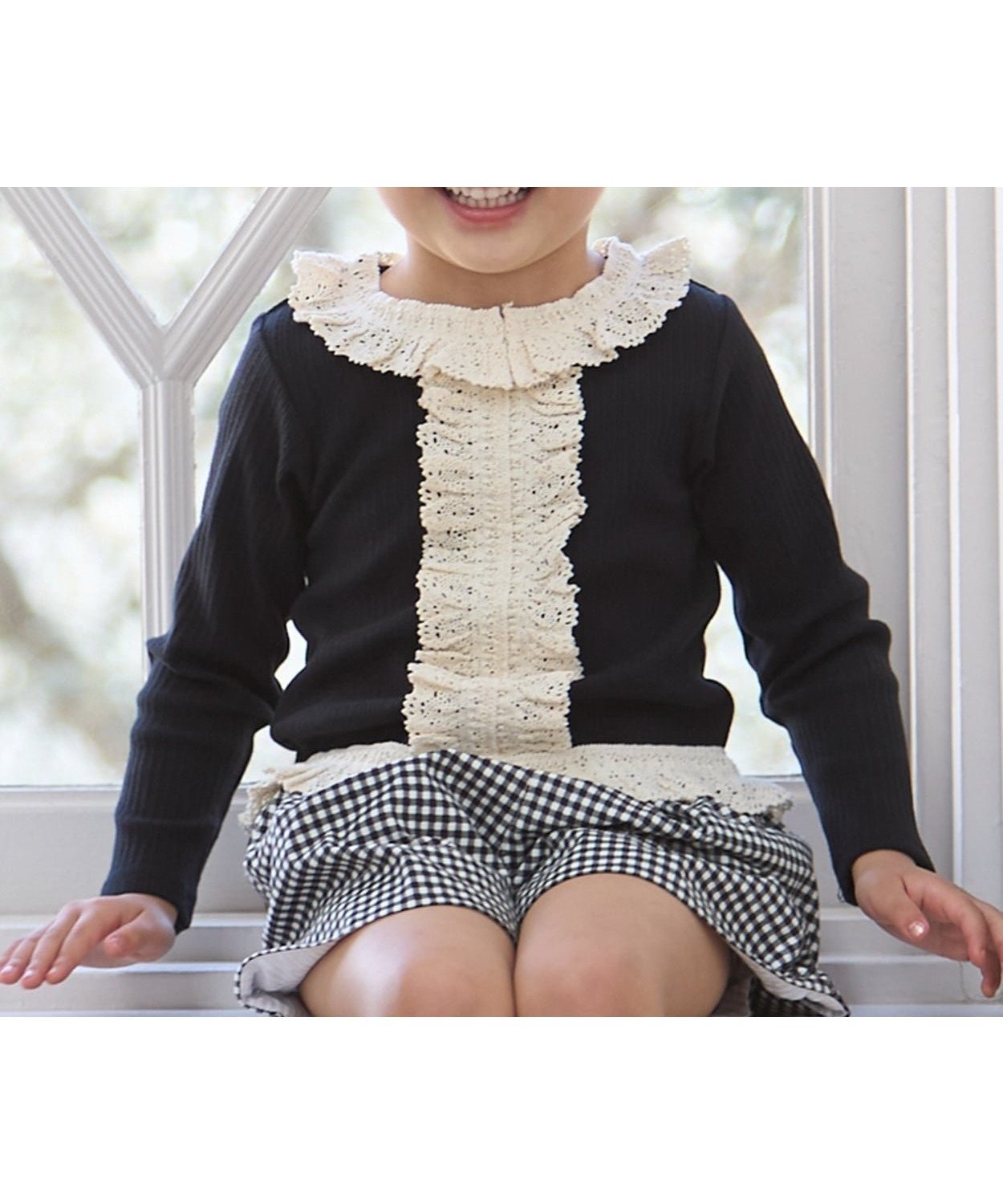 【ナルミヤ オンライン/NARUMIYA ONELINE / KIDS】の【リンク】レースフリルテレコ長袖Tシャツ インテリア・キッズ・メンズ・レディースファッション・服の通販 founy(ファウニー) 　ファッション　Fashion　キッズファッション　Fashion for Kids　シンプル　Simple, Minimal　テレコ　Ribbed, Rib Stitch　フィット　Fit, Slim Fit　フリル　Frill, Ruffle　ポケット　Pocket, Pocket Detail　レース　Lace, Lace Fabric　長袖　Long Sleeve, Full Sleeve　黒|ID: prp329100004983592 ipo3291000000037332826