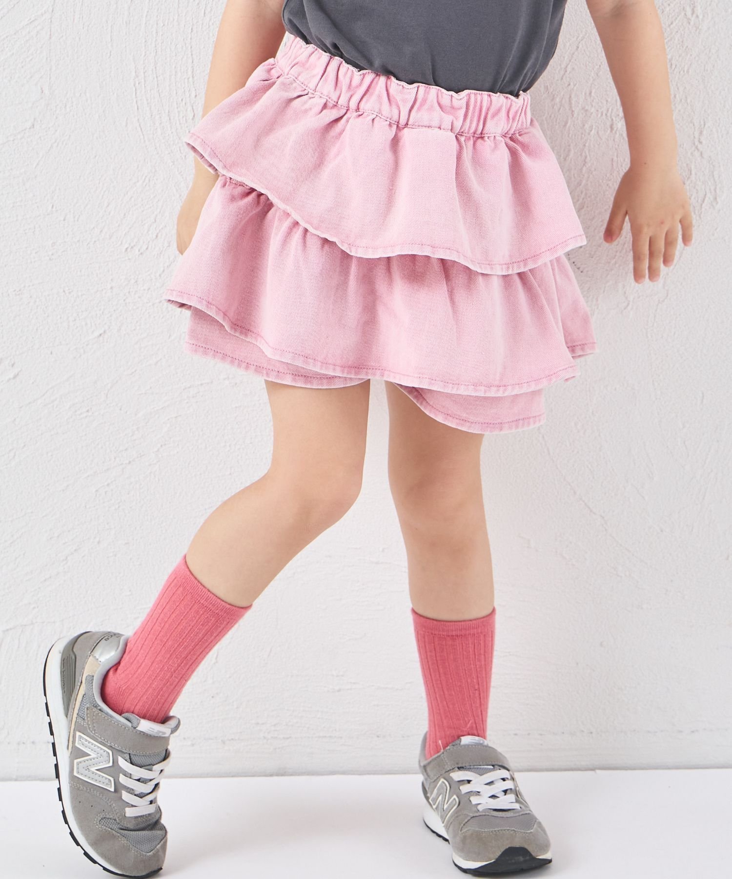 【ペアマノン/pairmanon / KIDS】の【新色追加】ガールズ ティアード デニムスカッツ/キッズ インテリア・キッズ・メンズ・レディースファッション・服の通販 founy(ファウニー) 　ファッション　Fashion　キッズファッション　Fashion for Kids　キュロット　Culottes, Wide Shorts　シンプル　Simple, Minimal　ティアード　Tiered, Tiered Style　デニム　Denim, Jeans Material　バランス　Balance, Style Balance　NEW☆ライトピンク21|ID: prp329100004983602 ipo3291000000037332907
