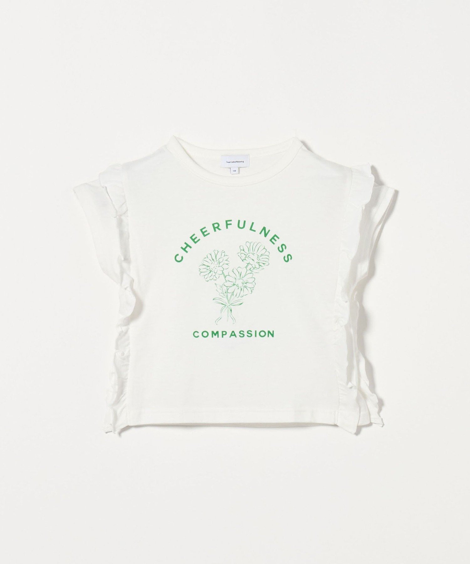 【ユナイテッドアローズ/UNITED ARROWS / KIDS】のフラワー プリントTシャツ / キッズ 100cm-130cm インテリア・キッズ・メンズ・レディースファッション・服の通販 founy(ファウニー) 　ファッション　Fashion　キッズファッション　Fashion for Kids　ショート　Short, Short Length　トレンド　Trend, Trending Now　フラワー　Flower, Floral　フリル　Frill, Ruffle　フロント　Front, Front Design　プリント　Print, Printed Pattern　アウトレット　Outlet / Clearance　おすすめ　Recommended / Our Picks　OFF WHITE|ID: prp329100004983604 ipo3291000000037332935