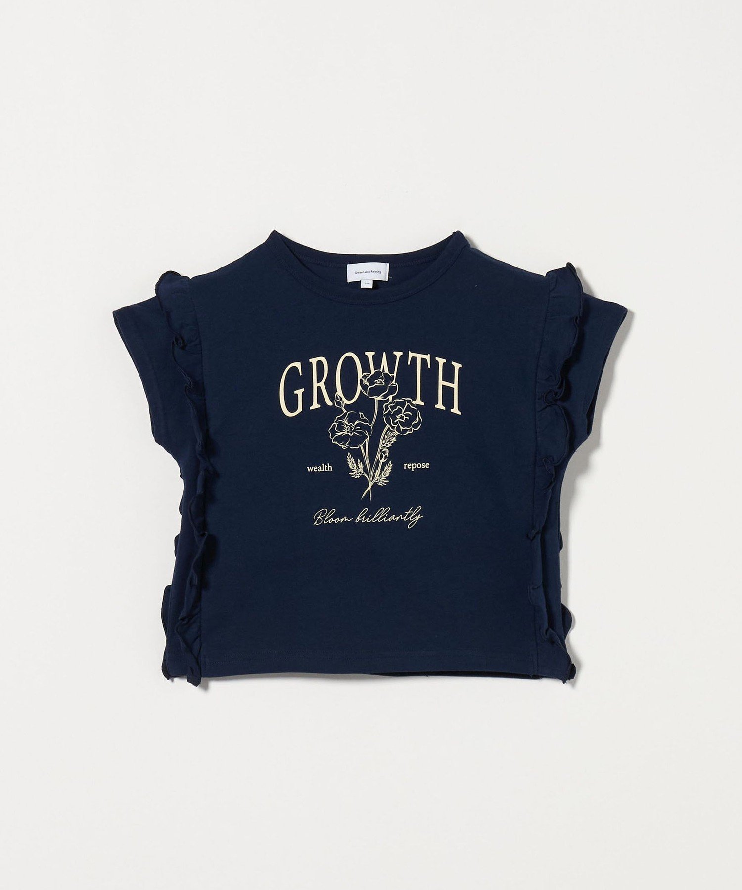 【ユナイテッドアローズ/UNITED ARROWS / KIDS】のフラワー プリントTシャツ / キッズ 100cm-130cm インテリア・キッズ・メンズ・レディースファッション・服の通販 founy(ファウニー) 　ファッション　Fashion　キッズファッション　Fashion for Kids　ショート　Short, Short Length　トレンド　Trend, Trending Now　フラワー　Flower, Floral　フリル　Frill, Ruffle　フロント　Front, Front Design　プリント　Print, Printed Pattern　アウトレット　Outlet / Clearance　おすすめ　Recommended / Our Picks　NAVY|ID: prp329100004983604 ipo3291000000037332936