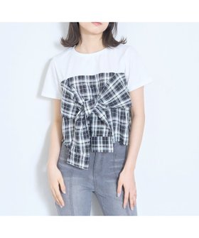 【ナルミヤ オンライン/NARUMIYA ONELINE / KIDS】のサマ見えベアスリーブチェックドッキング半袖T 大人の最旬トレンドファッション＆コーディネート founy(ファウニー) ファッション Fashion キッズファッション Fashion for Kids おすすめ Recommended / Our Picks チェック Check, Plaid, Tartan デニム Denim, Jeans Material ドッキング Docking, Mixed Material ポケット Pocket, Pocket Detail 半袖 Short Sleeve, Half Sleeve |ID:prp329100004983624