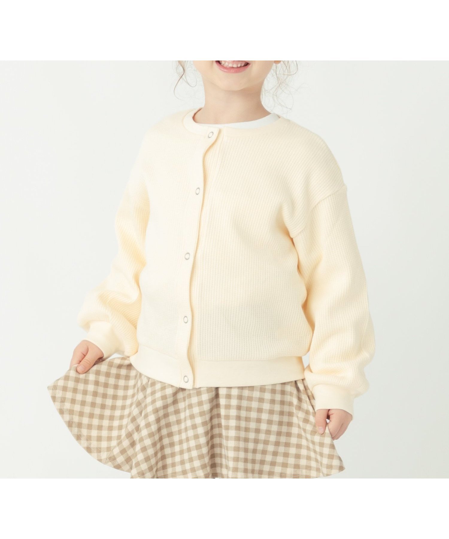 【エバ―クローゼット/ever closet / KIDS】のワッフル カーディガン 羽織り アウター 長袖 綿 女の子 男の子 子供 子供服 インテリア・キッズ・メンズ・レディースファッション・服の通販 founy(ファウニー) 　ファッション　Fashion　キッズファッション　Fashion for Kids　アウター　Coat Outerwear /Kids　カーディガン　Cardigan, Knitwear　軽量　Lightweight, Ultra Light　シルバー　Silver, Metallic Silver　シンプル　Simple, Minimal　トレンド　Trend, Trending Now　長袖　Long Sleeve, Full Sleeve　ラベンダー　Lavender　ロング　Long, Long-Length　ワッフル　Waffle, Waffle Knit　再入荷　Restock / Back in Stock　エレガント 上品　Elegant　アイボリー|ID: prp329100004983627 ipo3291000000037333090